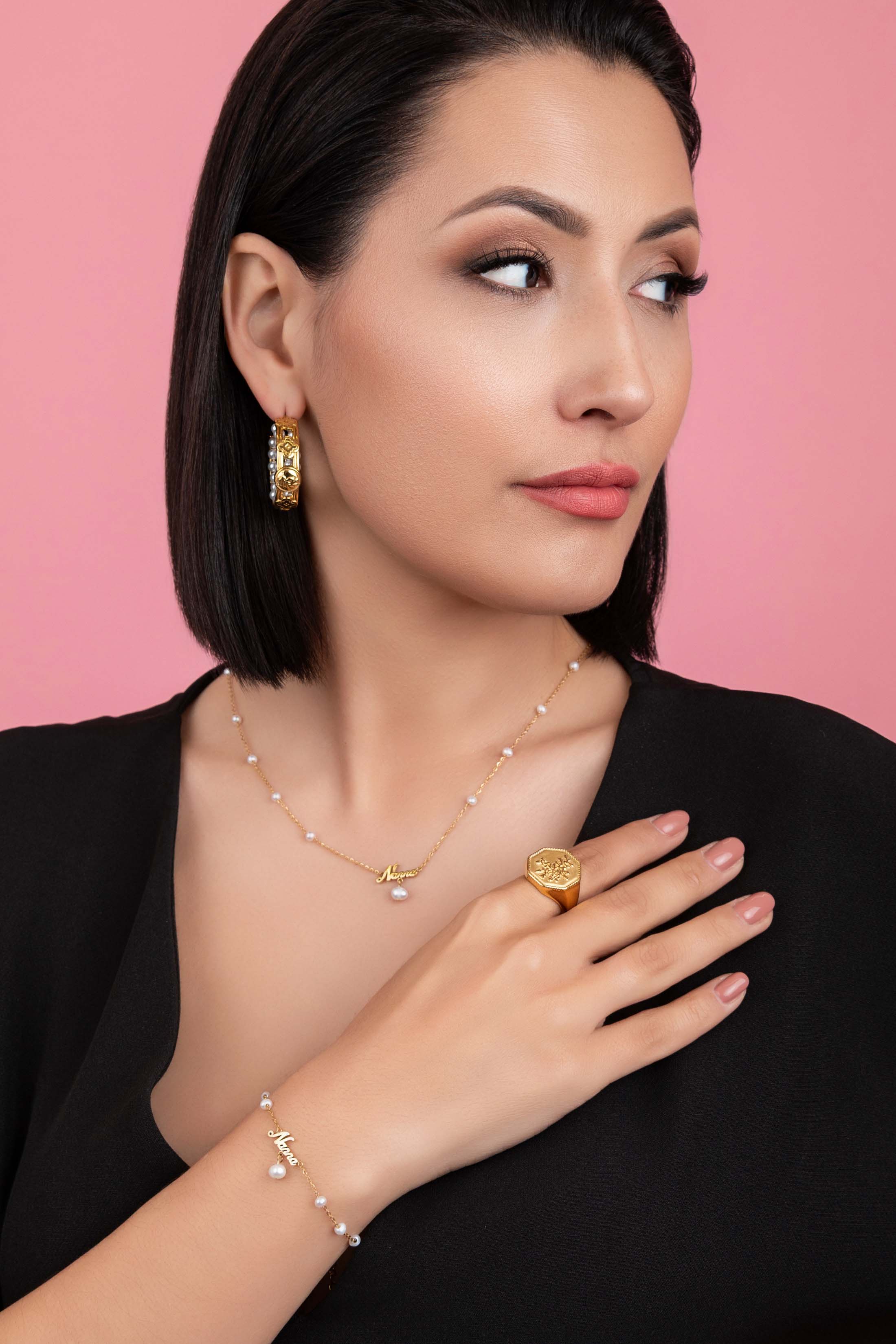 ‘Nanna’ Cursive Freshwater Pearl Necklace