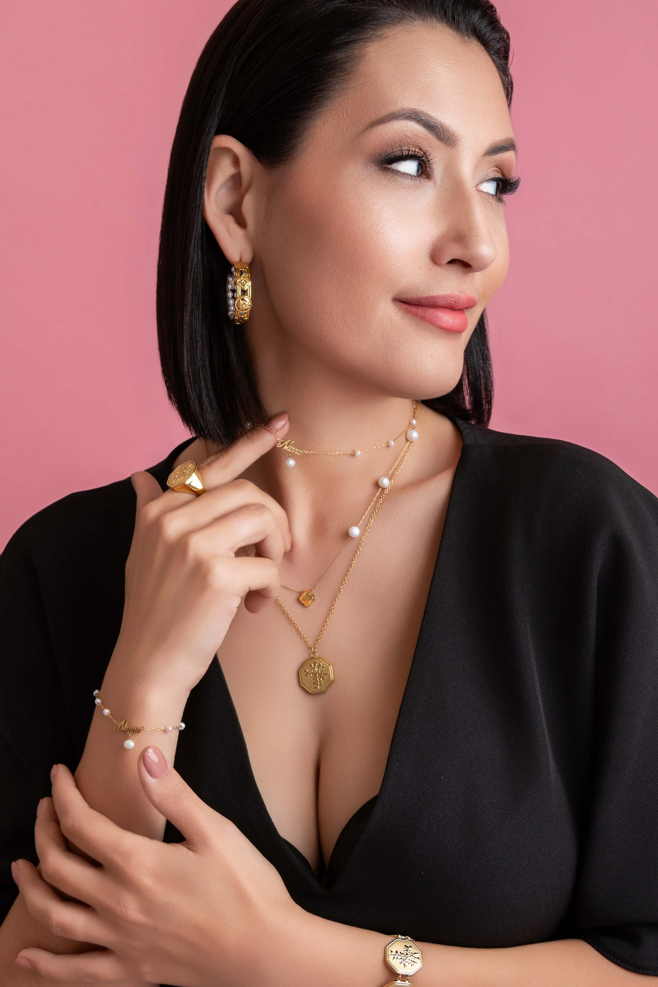 ‘Nanna’ Cursive Freshwater Pearl Necklace