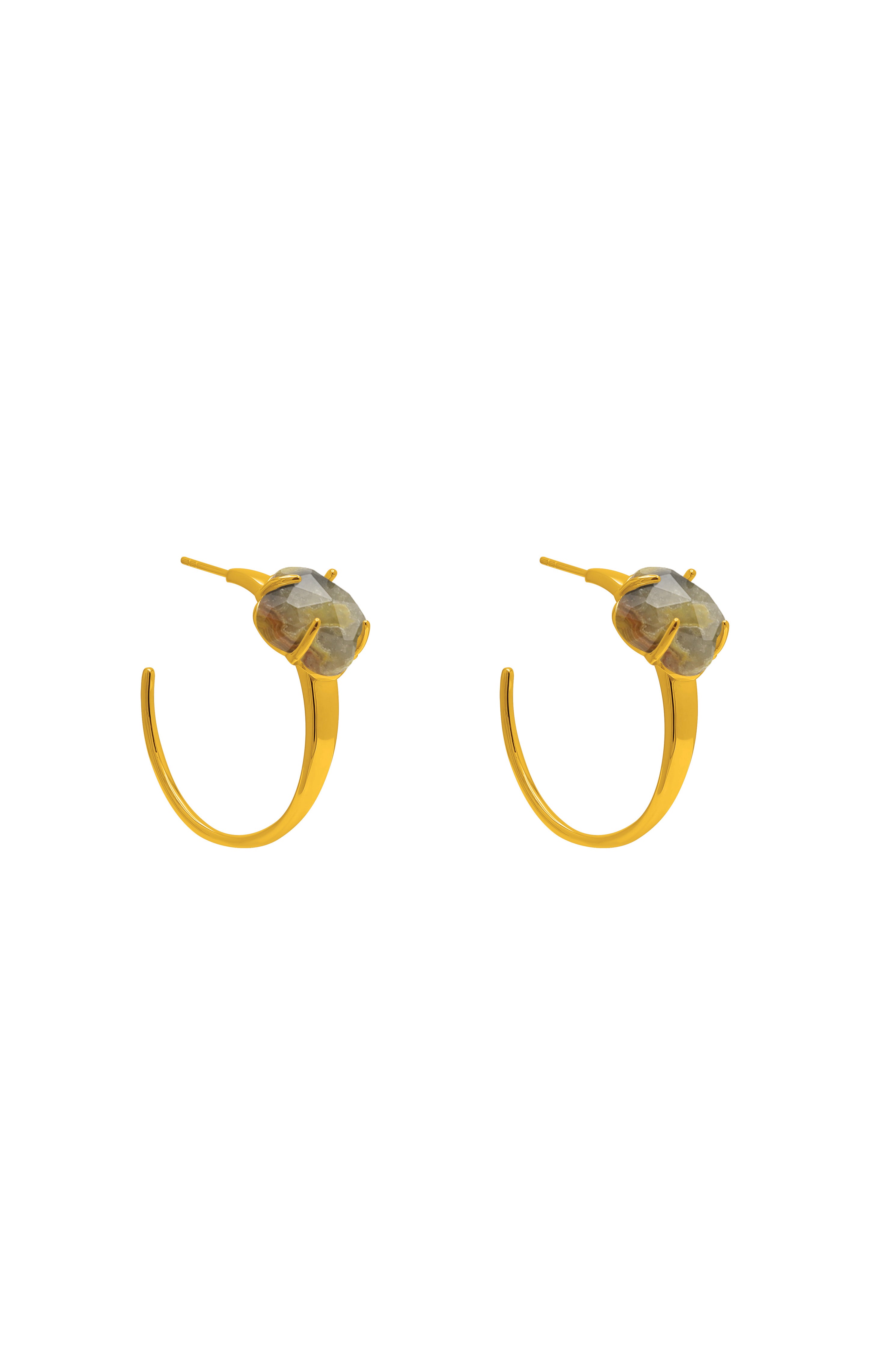 Stone Station Tiger Eye Petite Hoop Earring Set