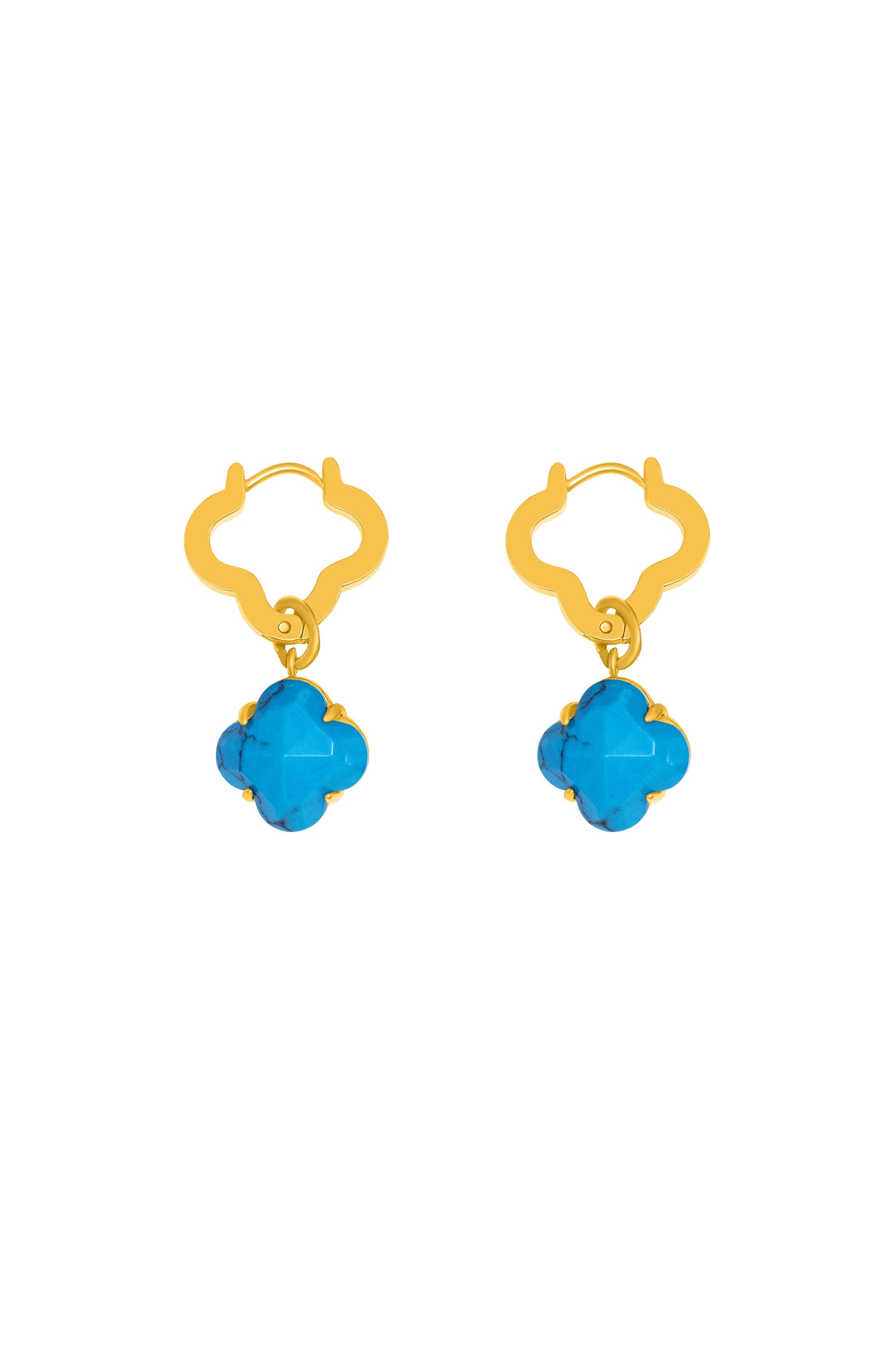 Turquoise Marble Pearl Duo Earring Set