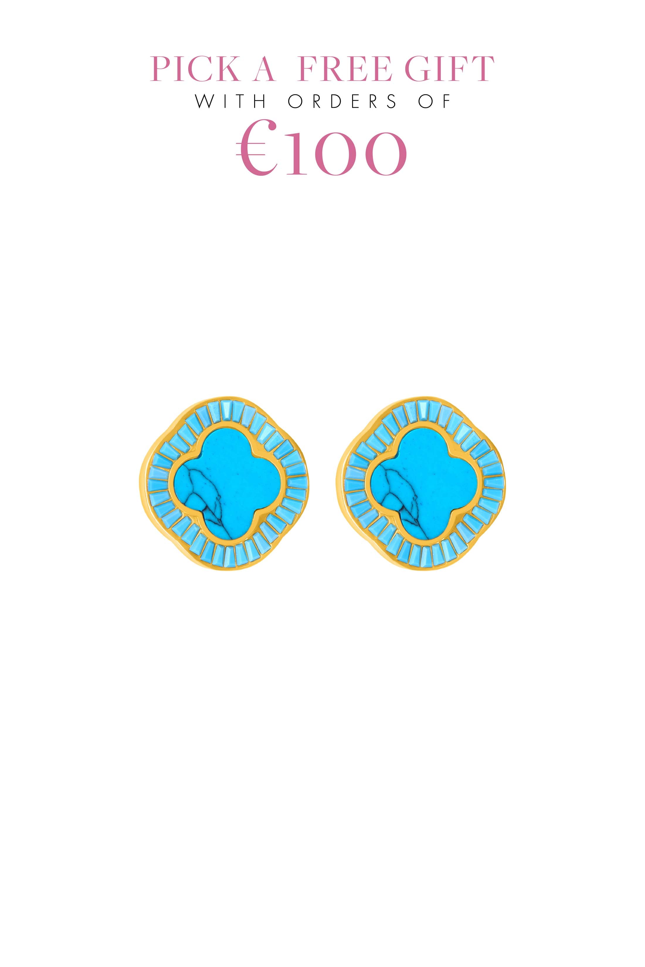 Faniello Turquoise Marble Stud Earring Set