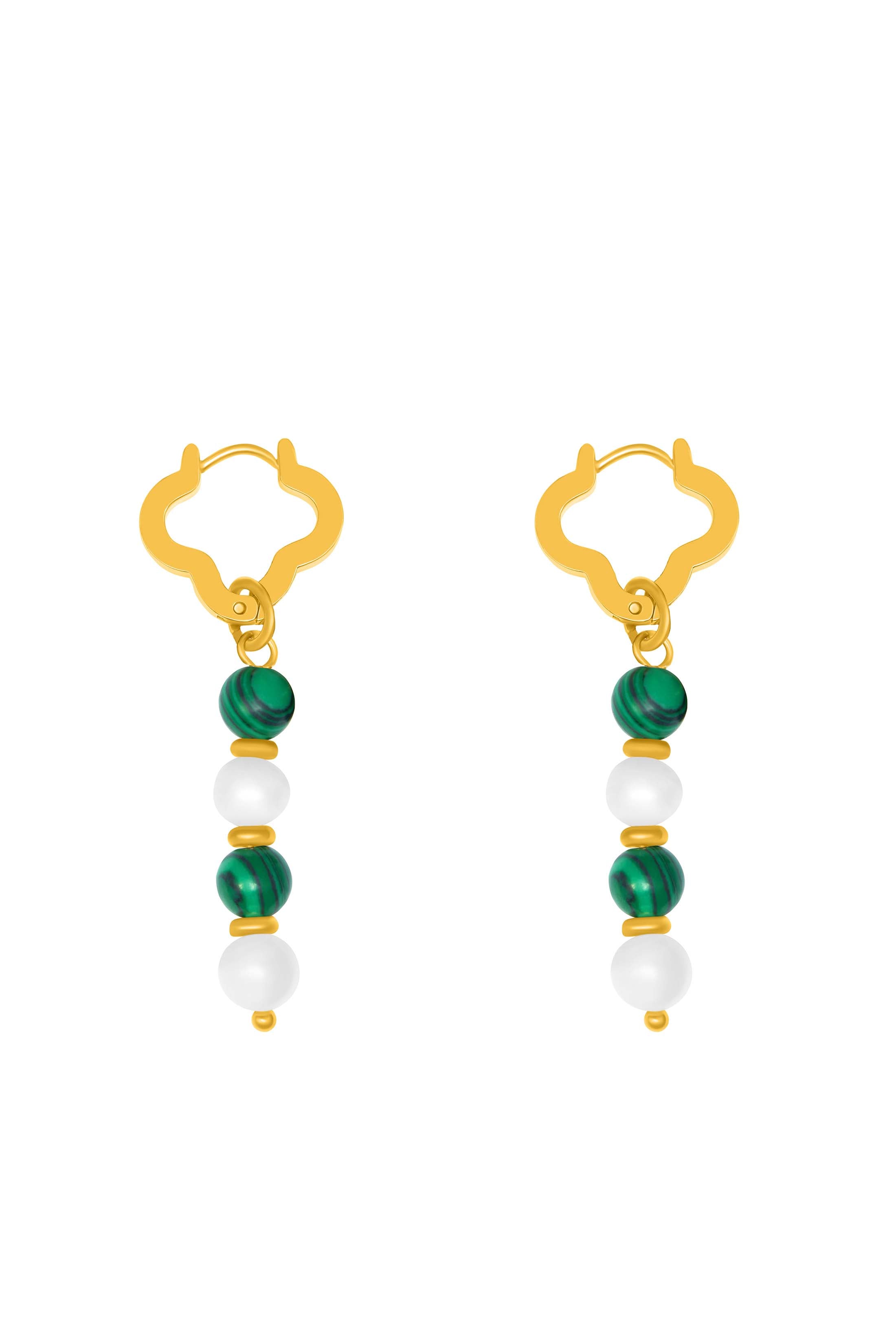 Malachite Pearl Duo Earring Set