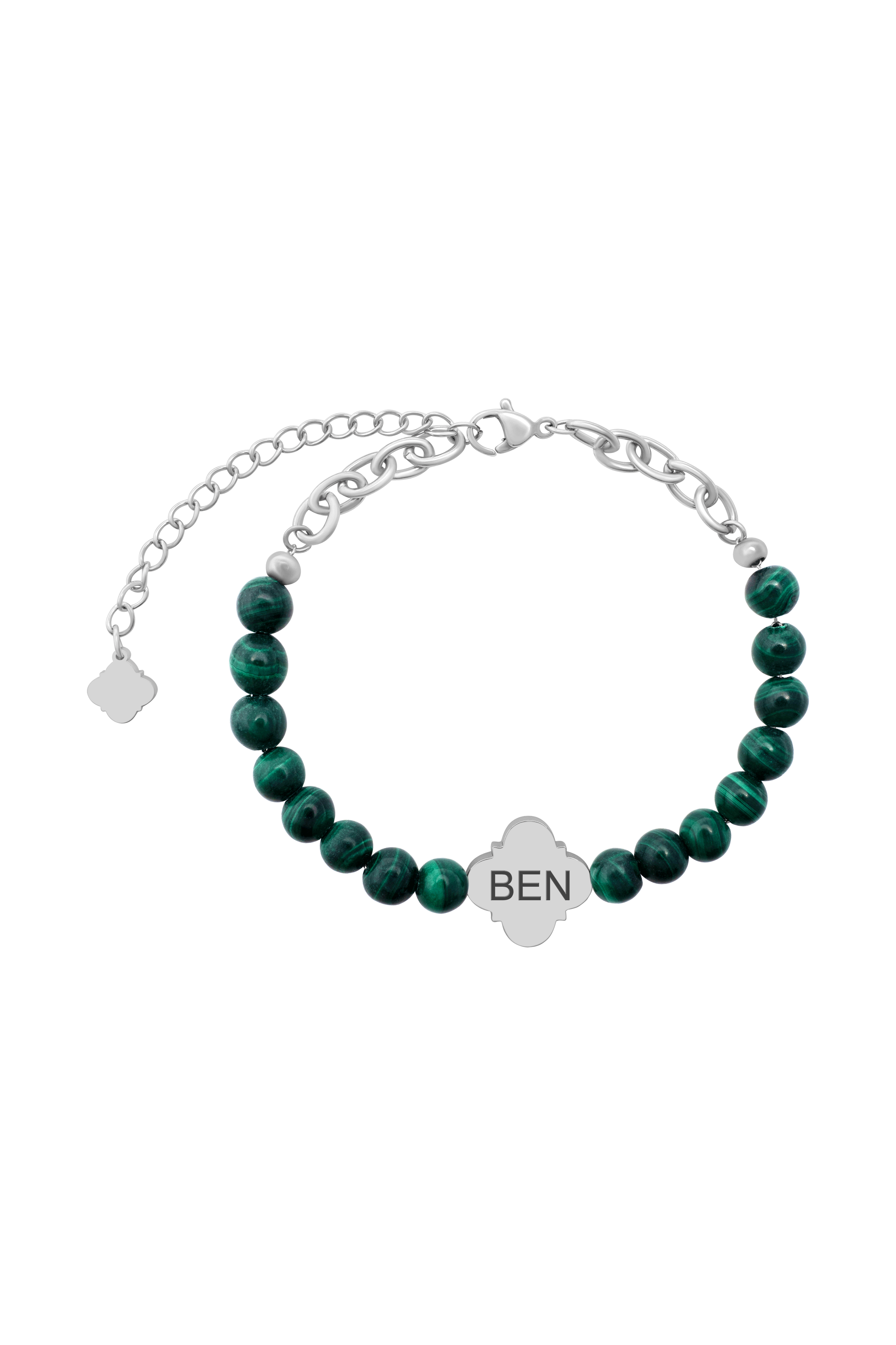 Engravable Malachite Beaded Bracelet