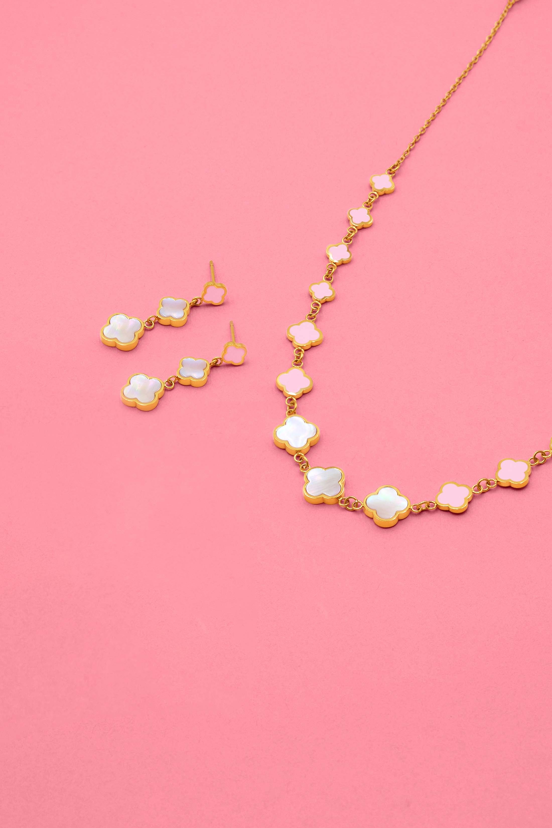 Sofia Pink Stud Earring Set & Necklace Gift Set