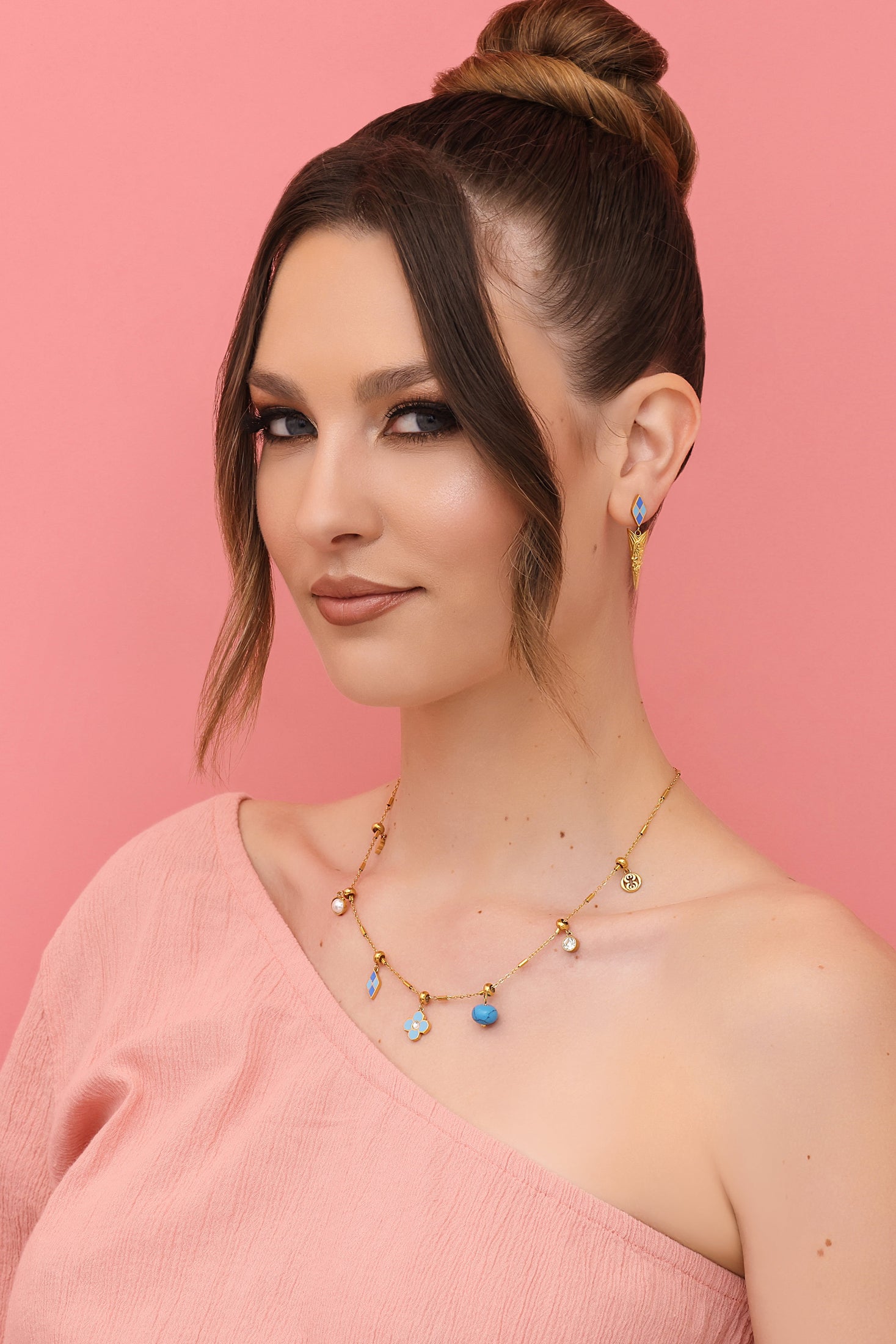 Paros Drop Stud Earrings