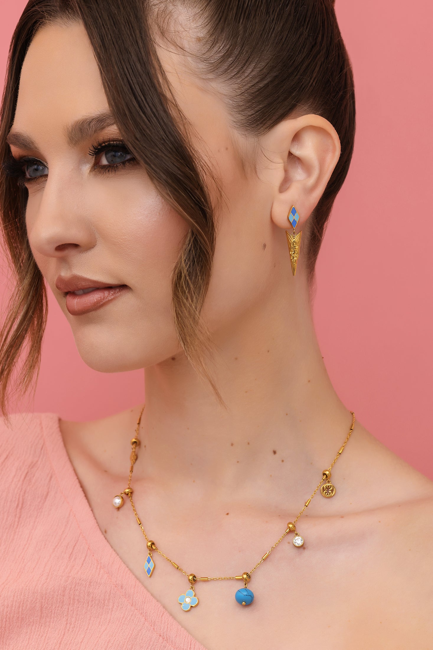 Paros Drop Stud Earrings