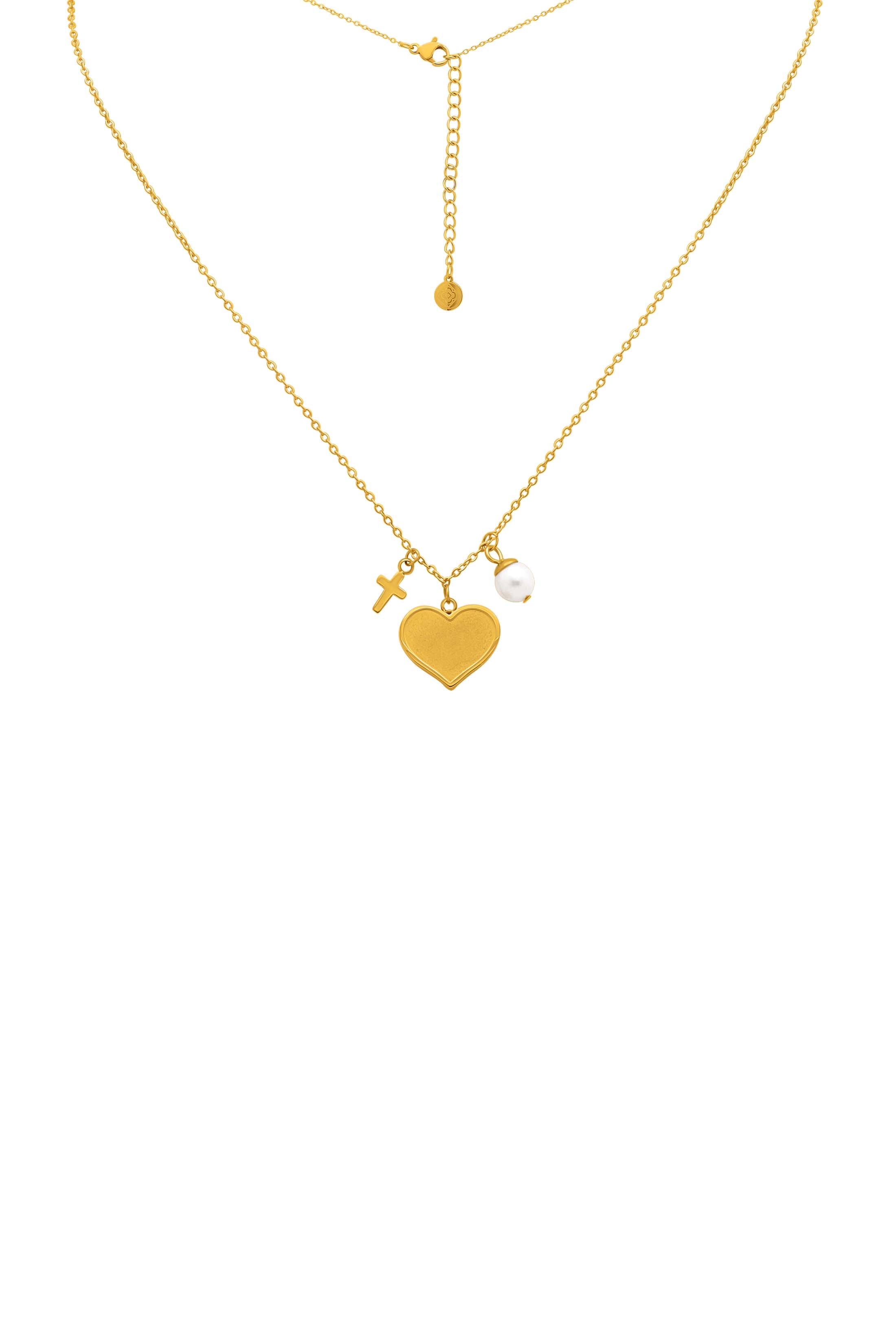 Engravable Gold Heart Charm Necklace