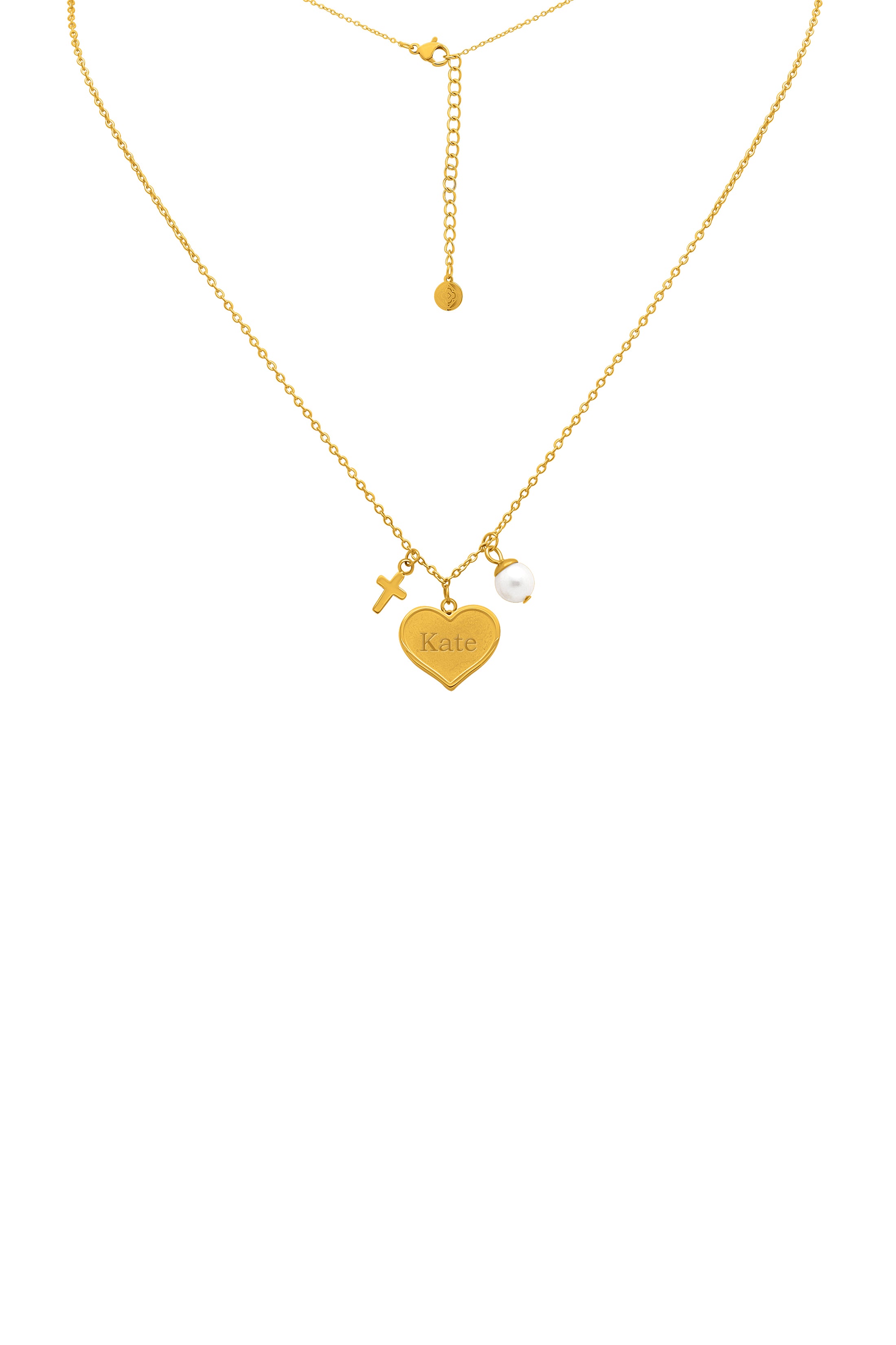 Engravable Gold Heart Charm Necklace