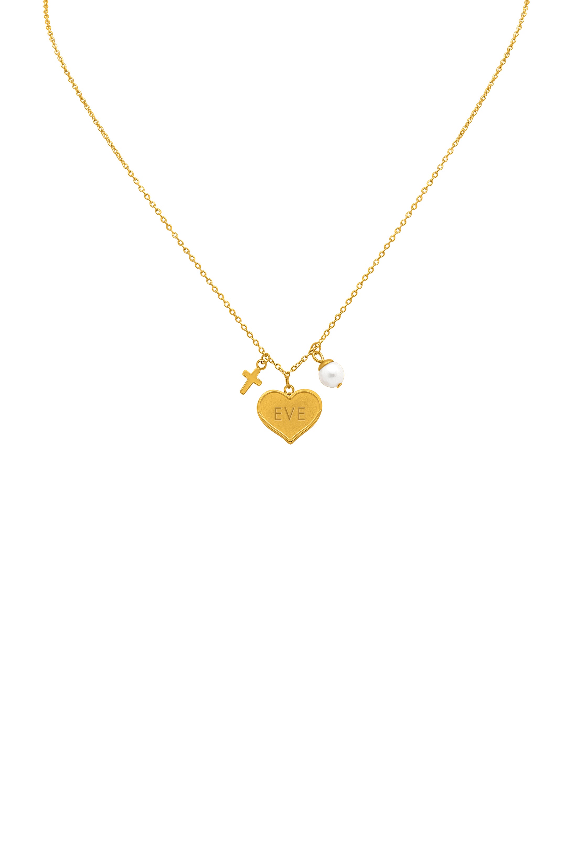 Engravable Gold Heart Charm Necklace