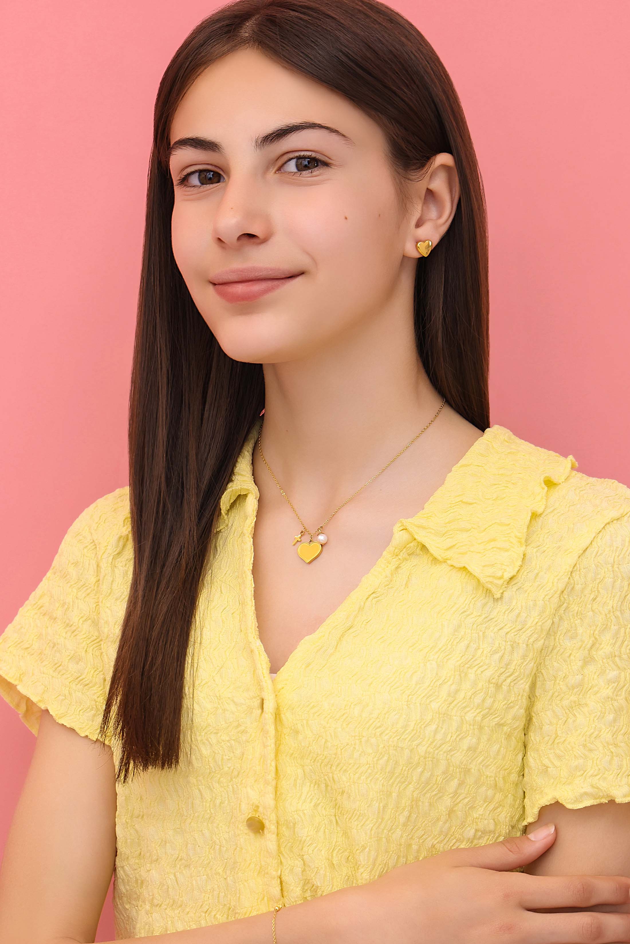 Engravable Gold Heart Charm Necklace