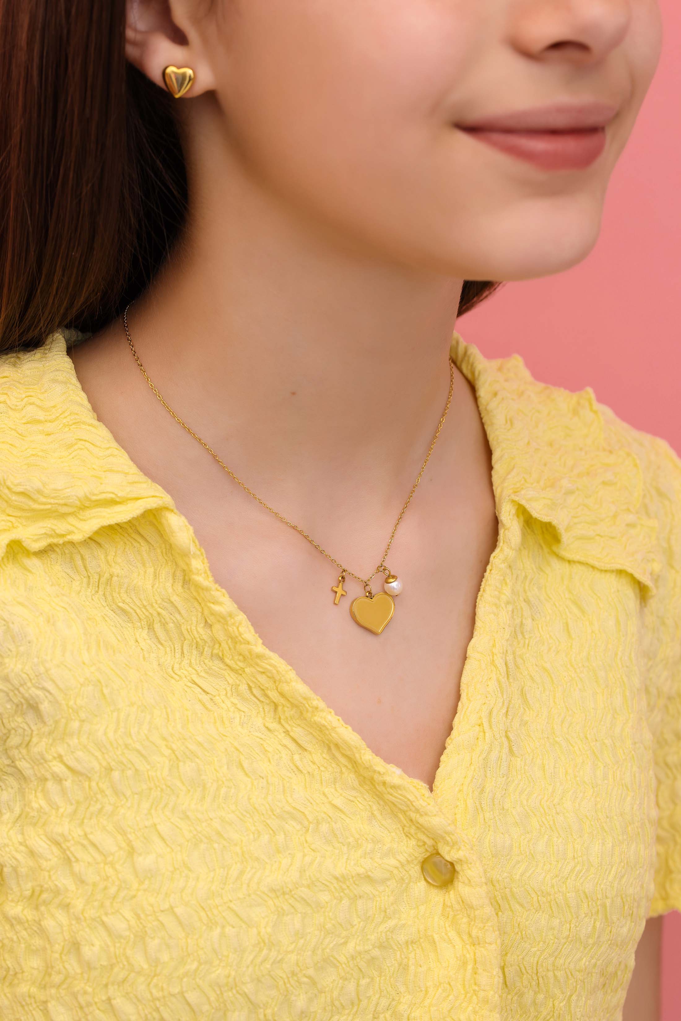 Engravable Gold Heart Charm Necklace