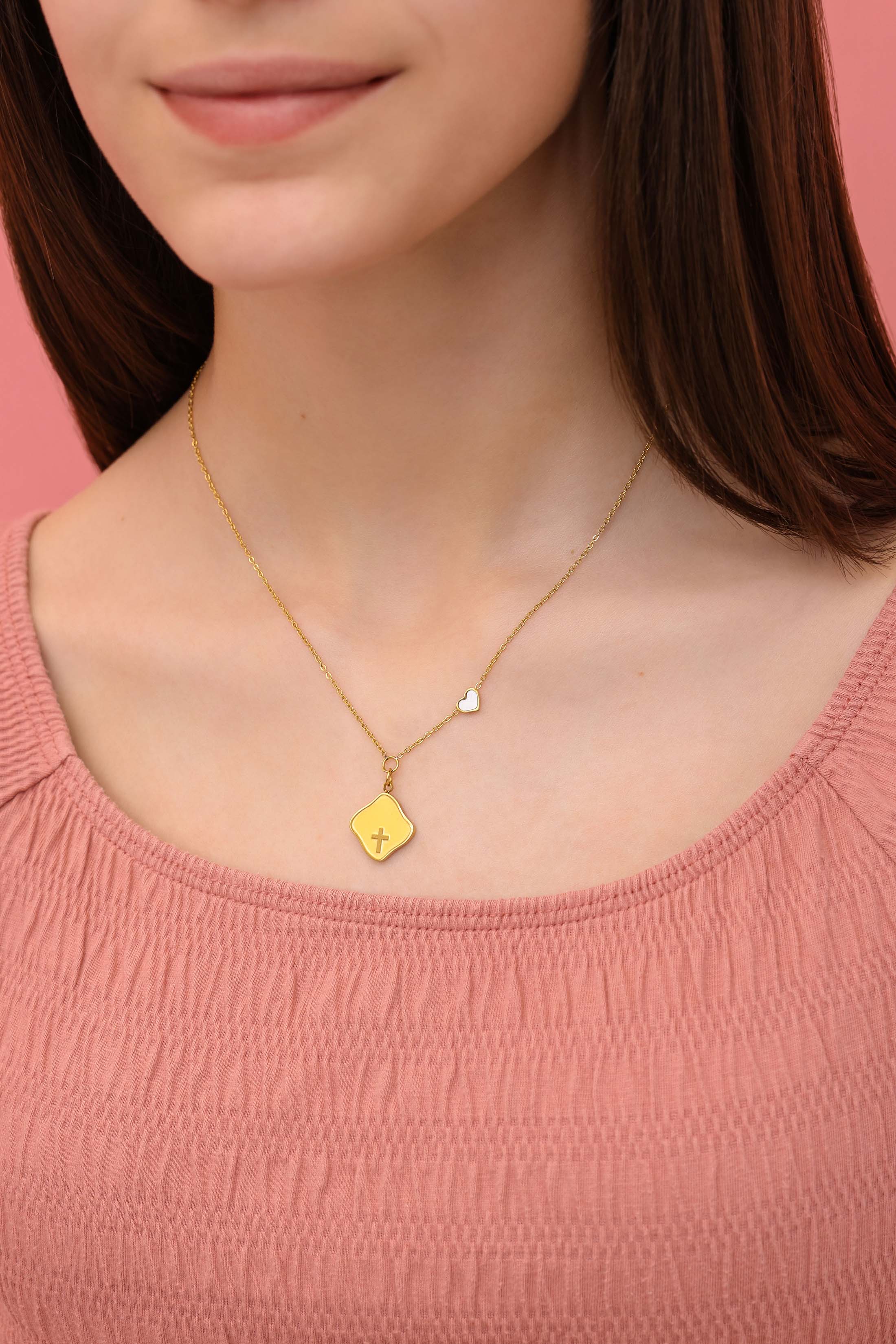 Engravable Cross Gold Necklace