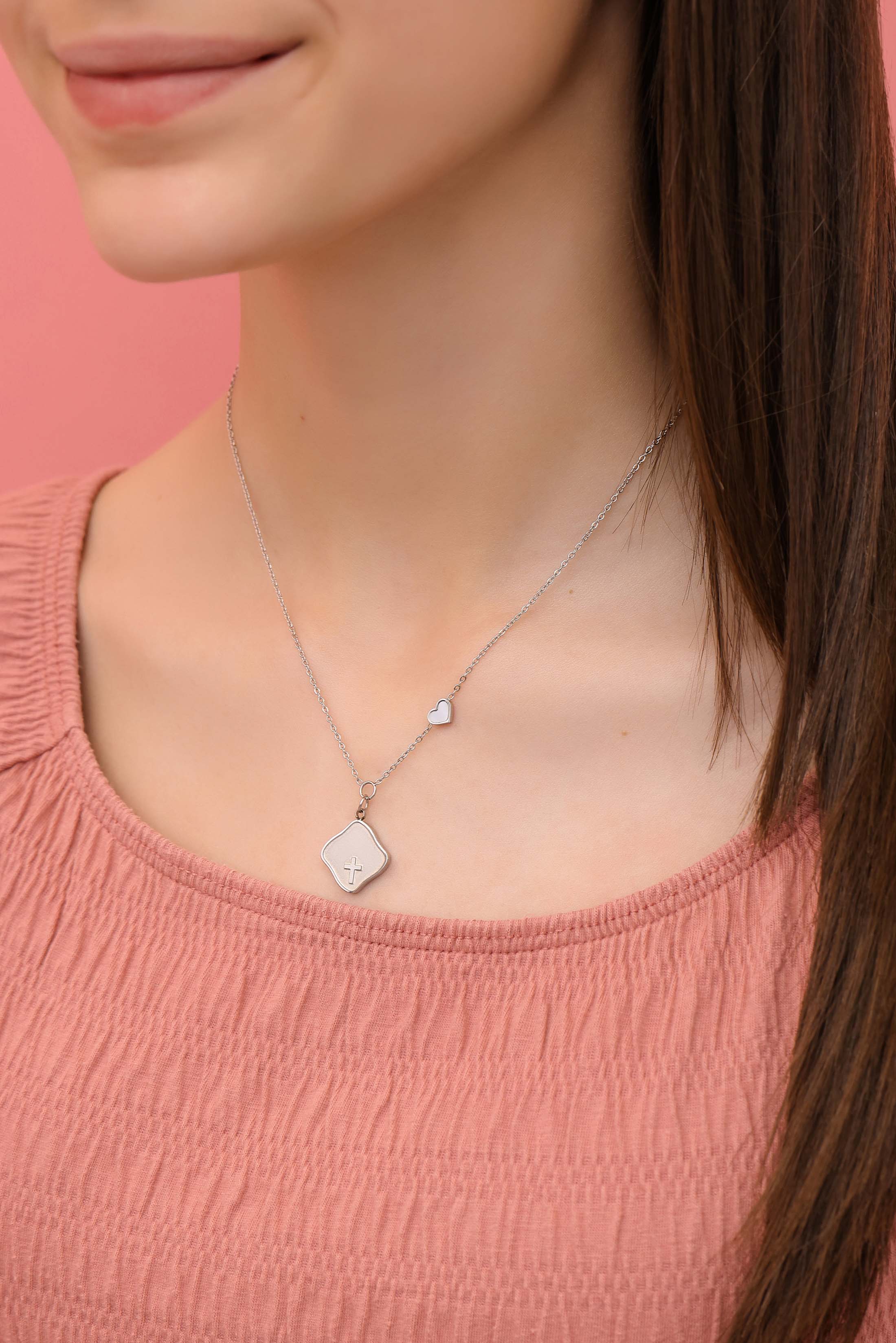 Engravable Cross Silver Necklace