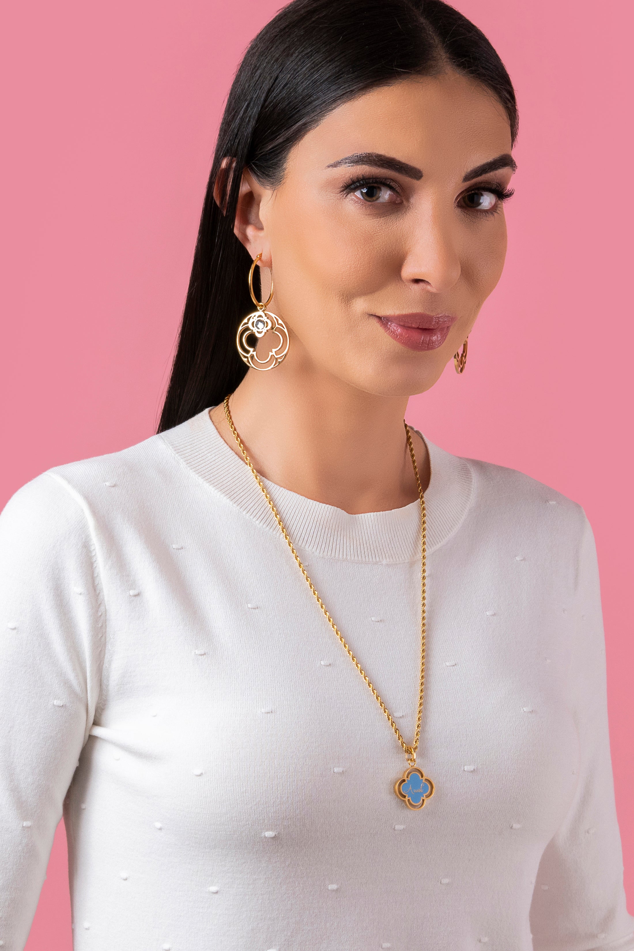 "Aunt" Blue Enamel Pendant