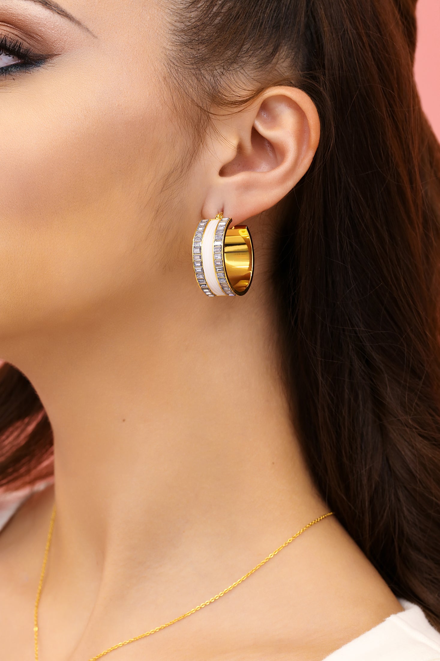 Faniello Ivory Mother of Pearl Hoop Earring Set