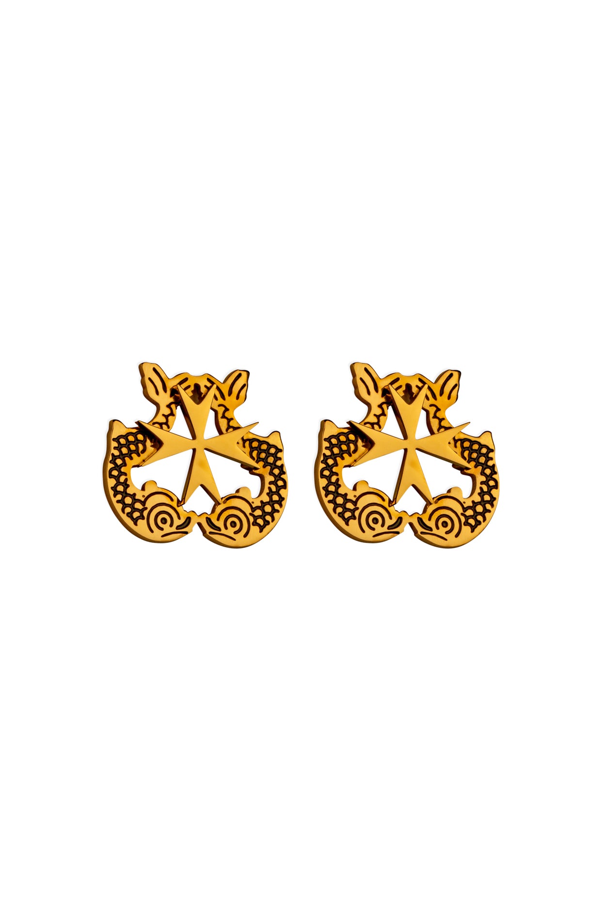 Dolphin & Maltese Cross Stud Earring Set