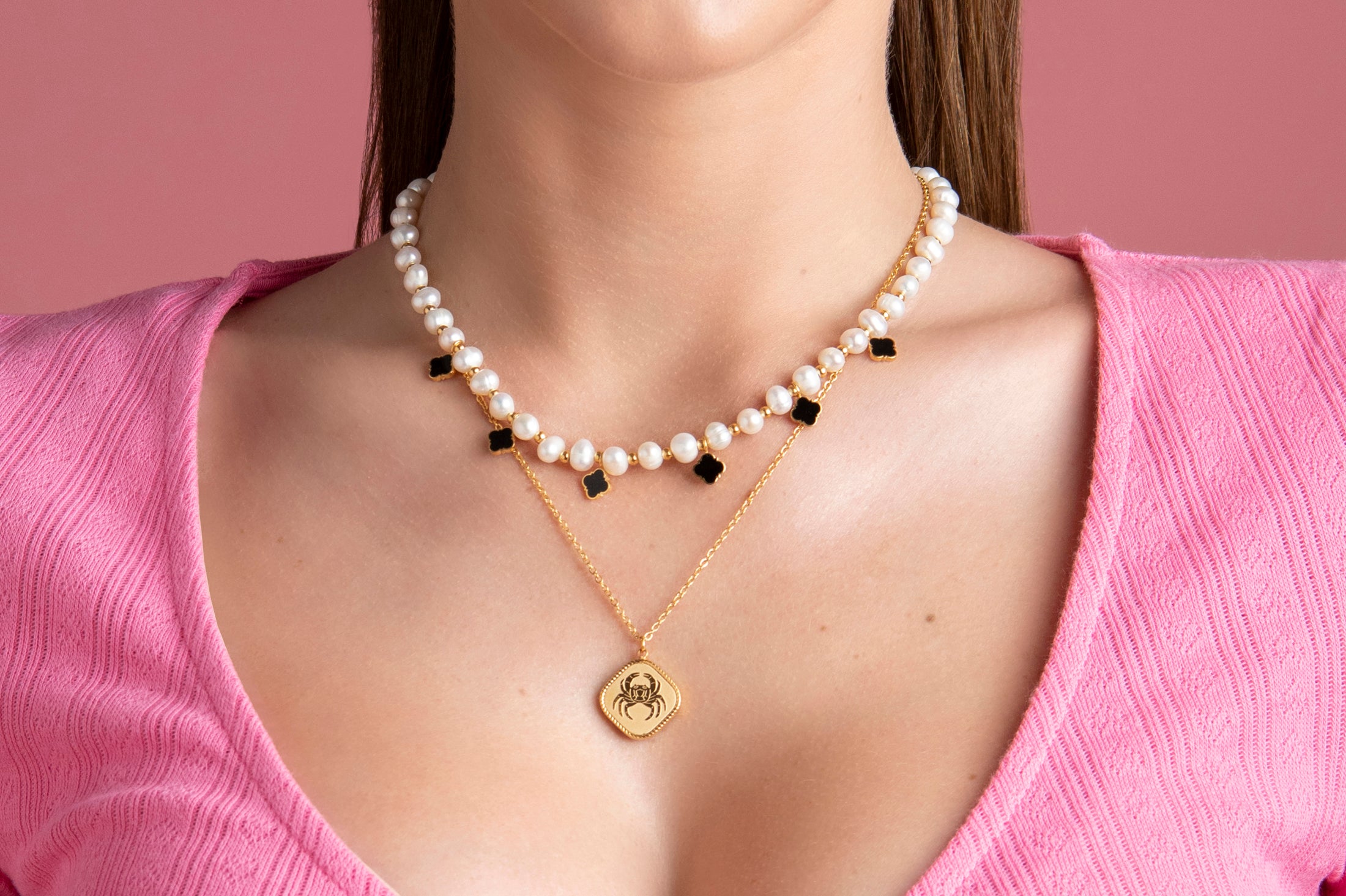 Qabru FreshWater Double Statement Necklace