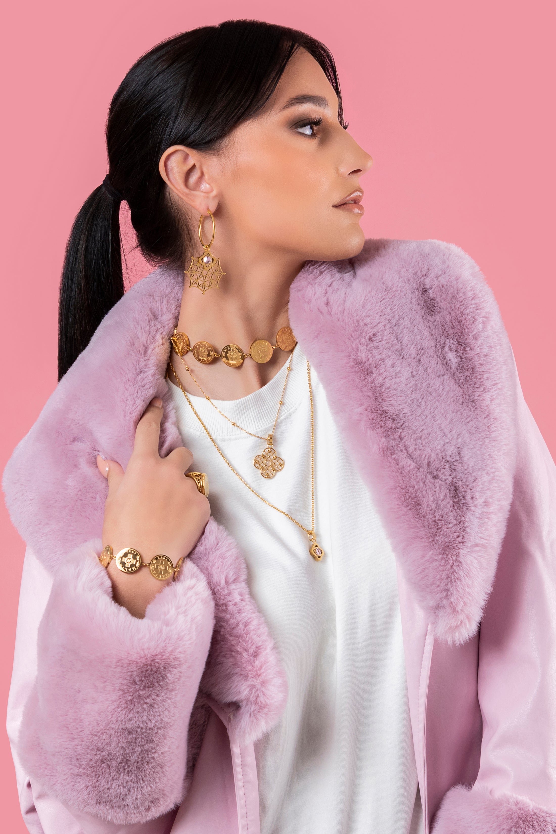 Peridot Stone Large Circle Pendant