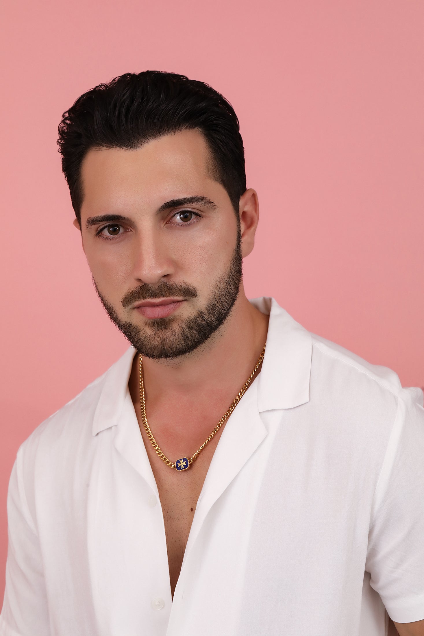 Deep Blue Maltese Cross Link Ring