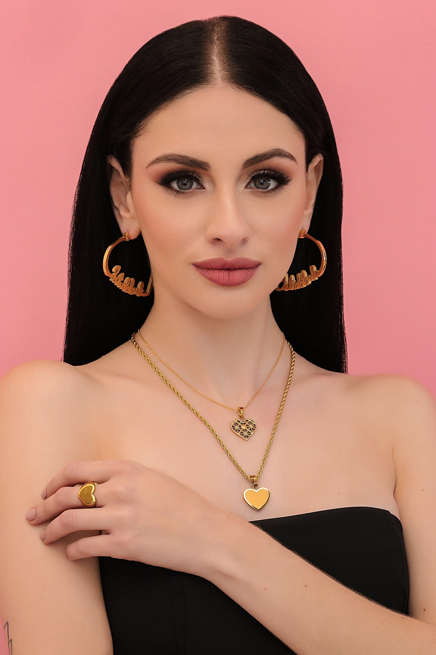 Inħobbok Qalbi Statement Hoop Earring Set