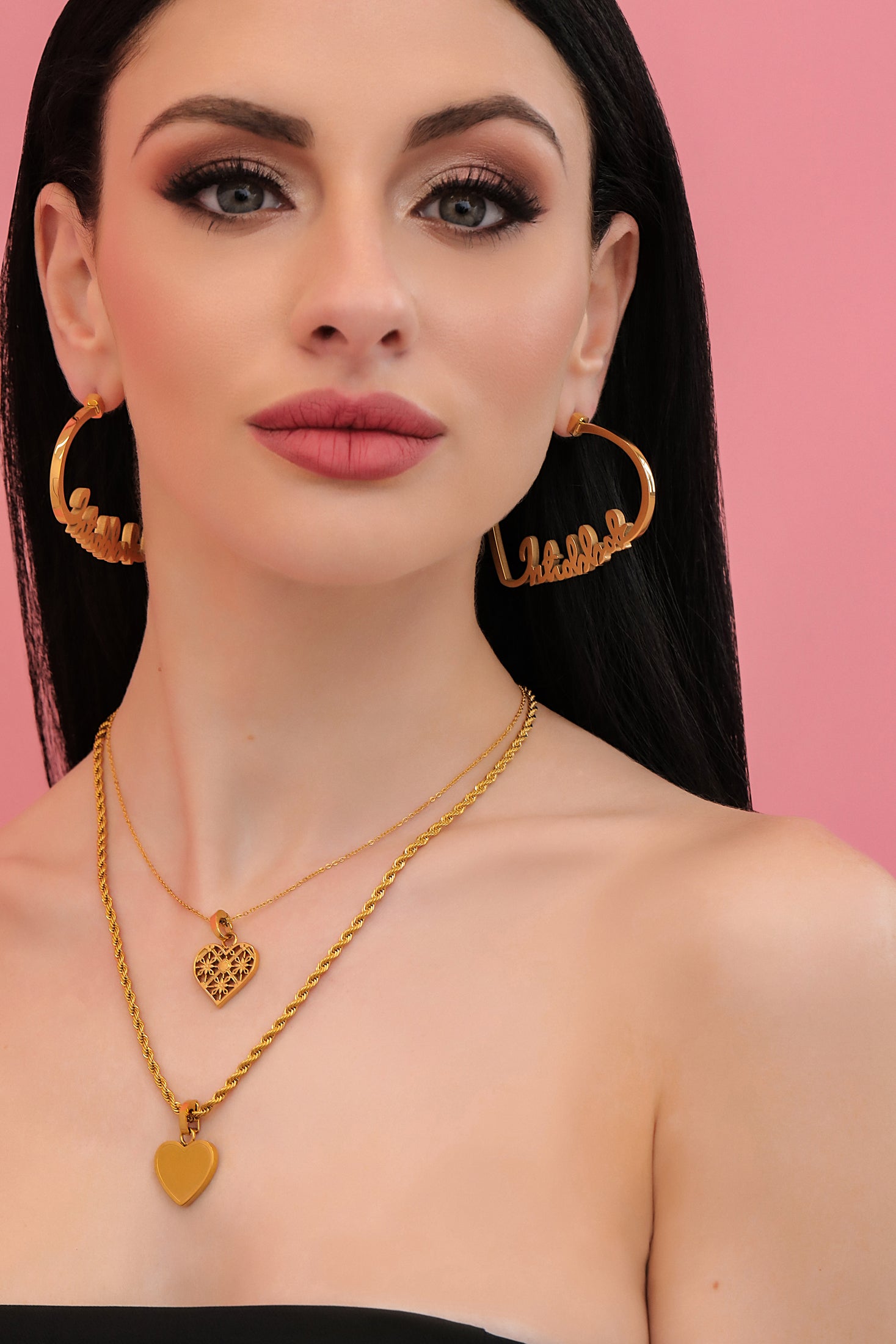 Inħobbok Qalbi Statement Hoop Earring Set