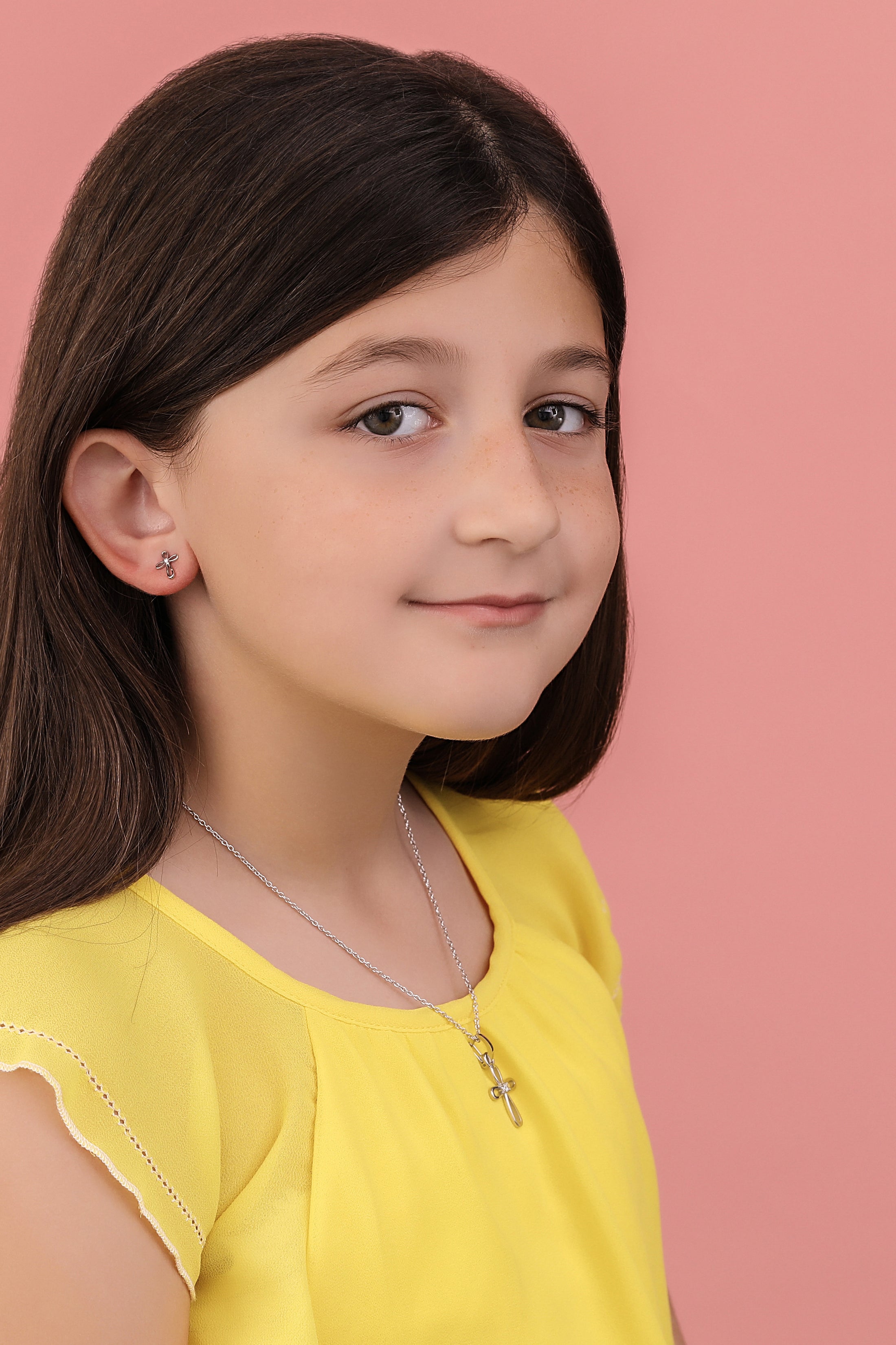 Silver Cross Stud Earring Set