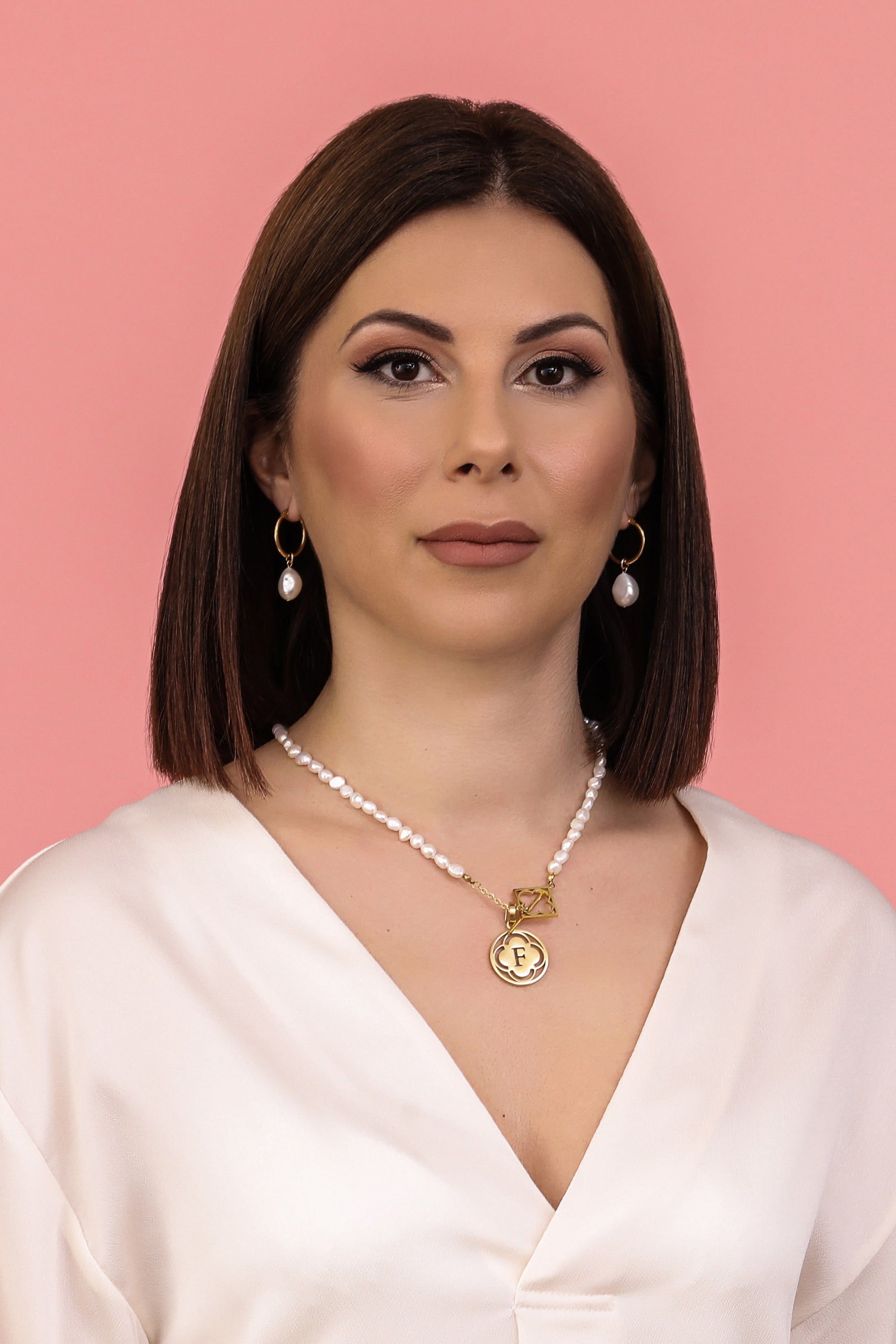 Freshwater Pearl Necklace & Carisma Logo Letter Gift Set