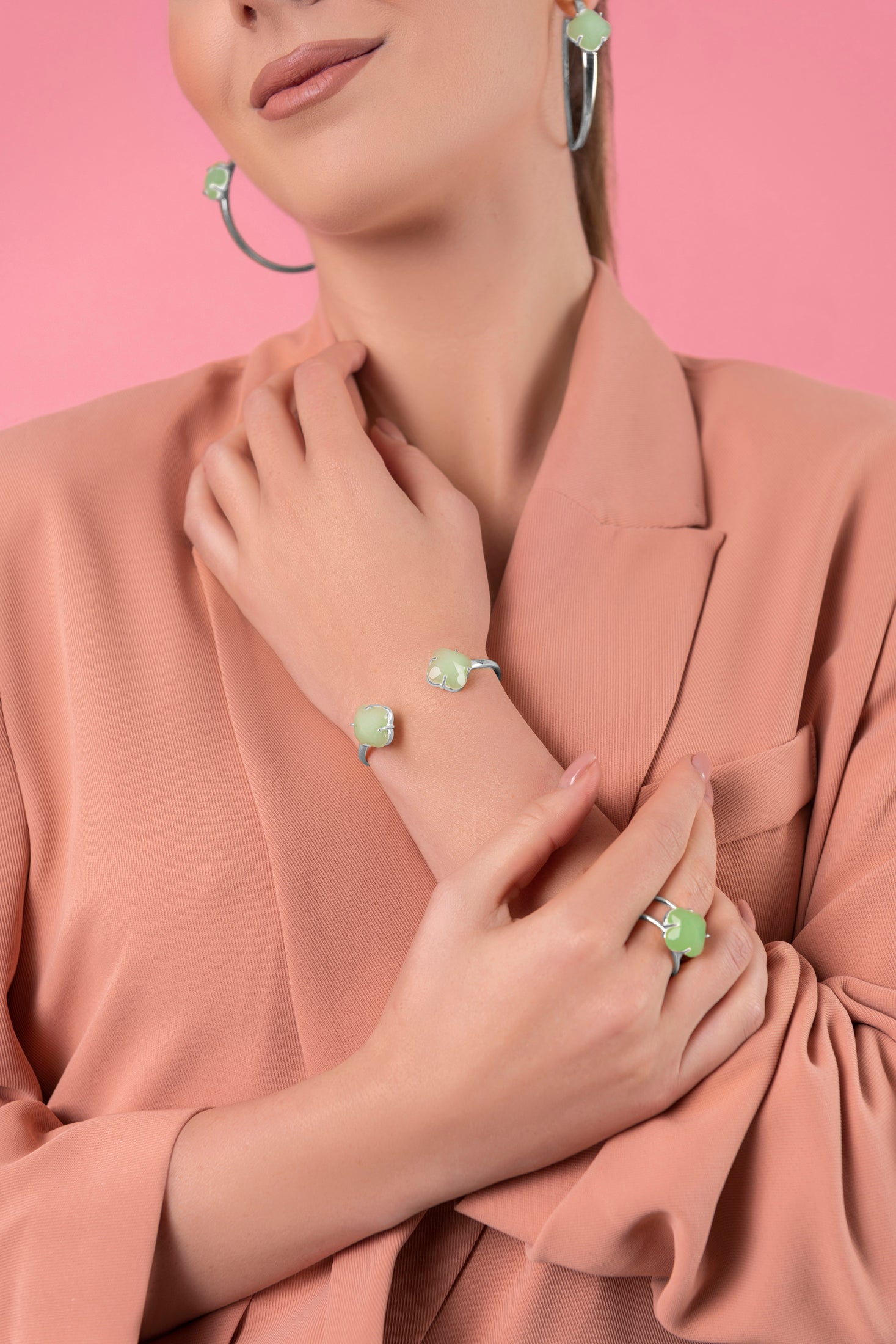 Stone Station Bangle Silver Coloured