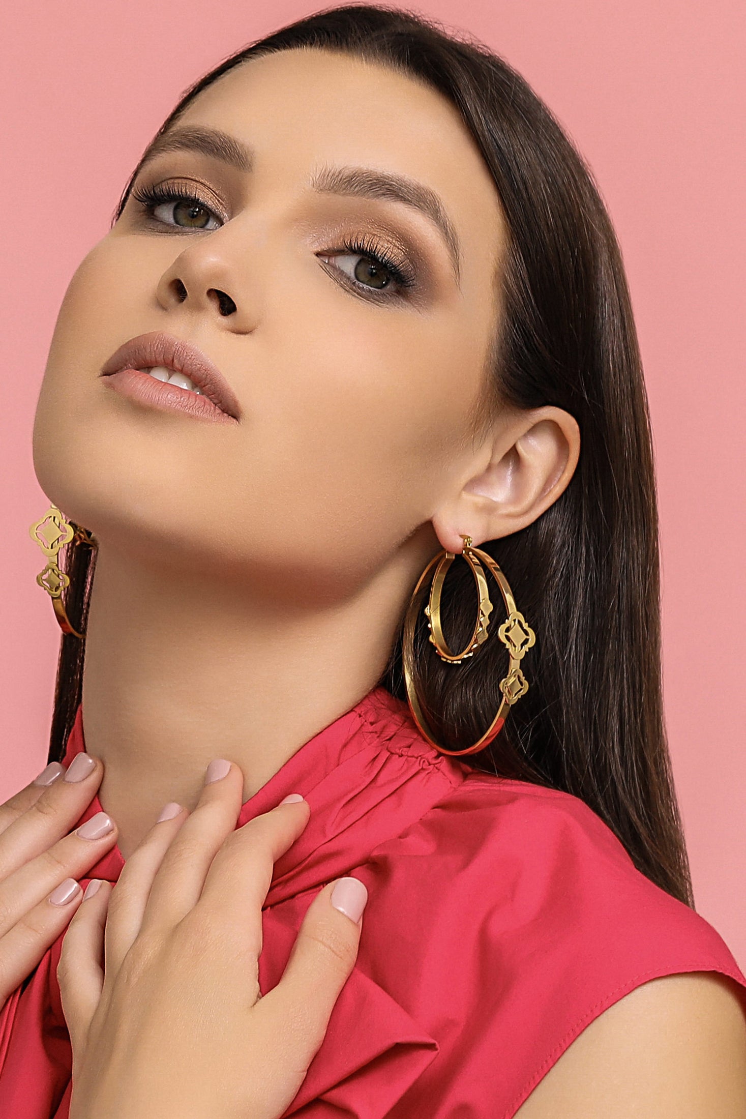 Large double hot sale hoop earrings