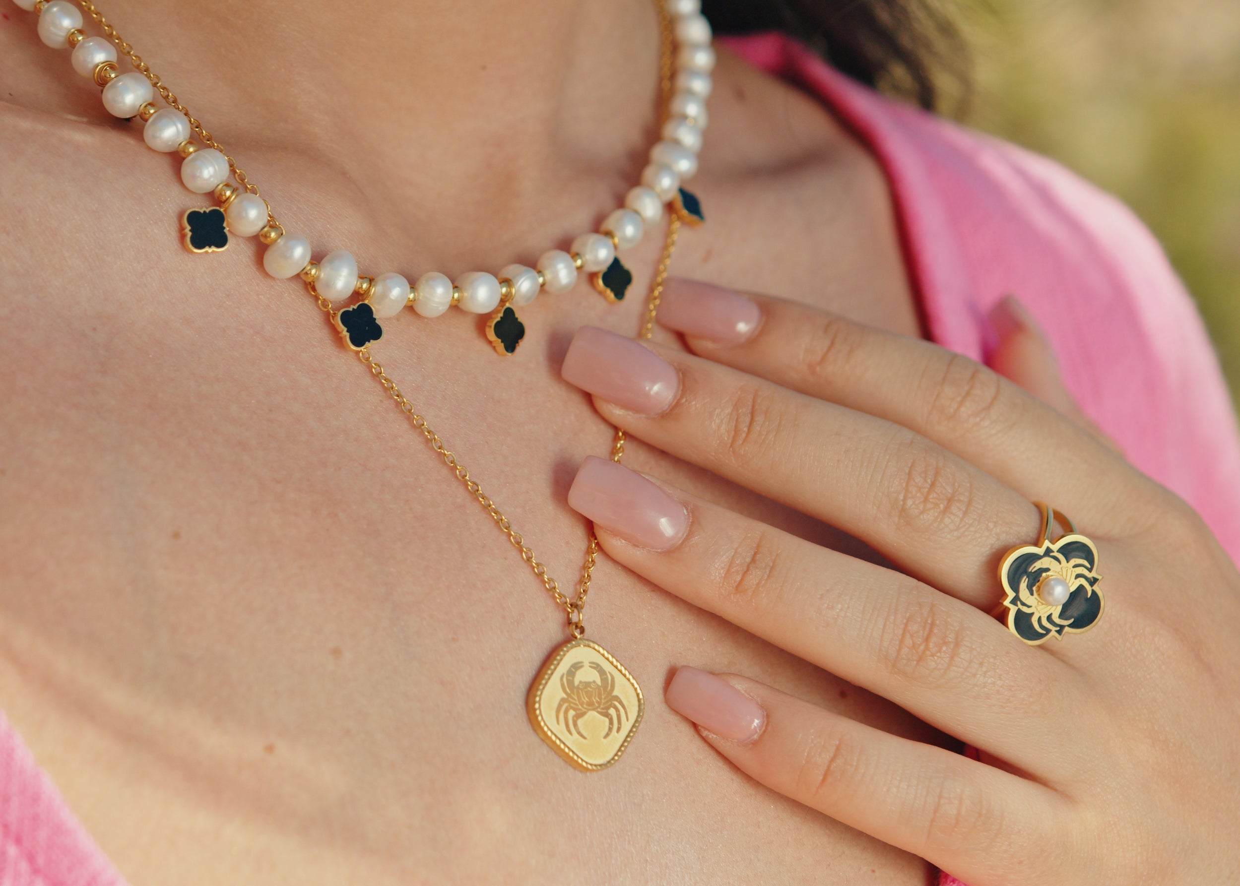 Qabru FreshWater Double Statement Necklace