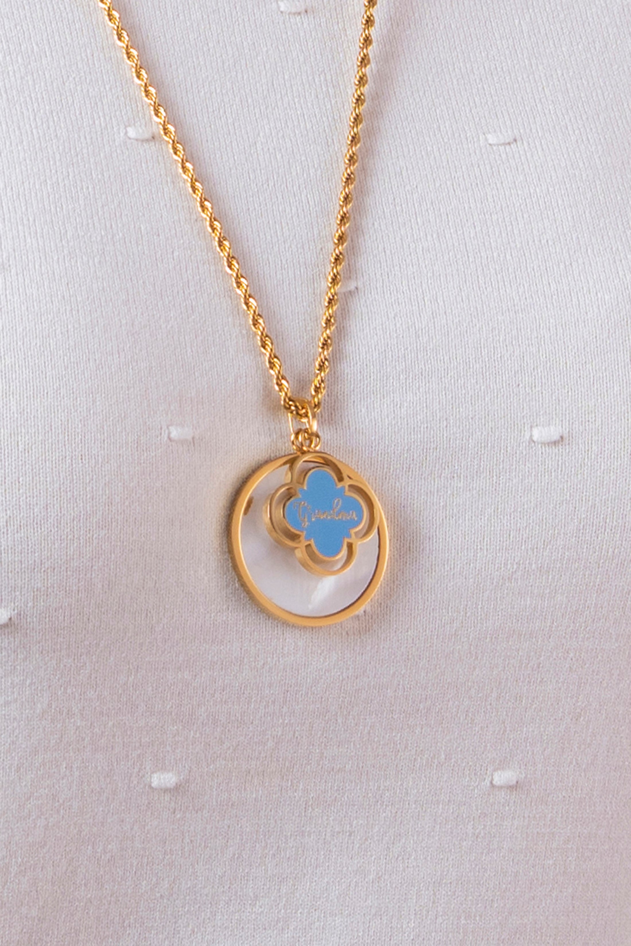 "Grandma" Blue Enamel Pendant