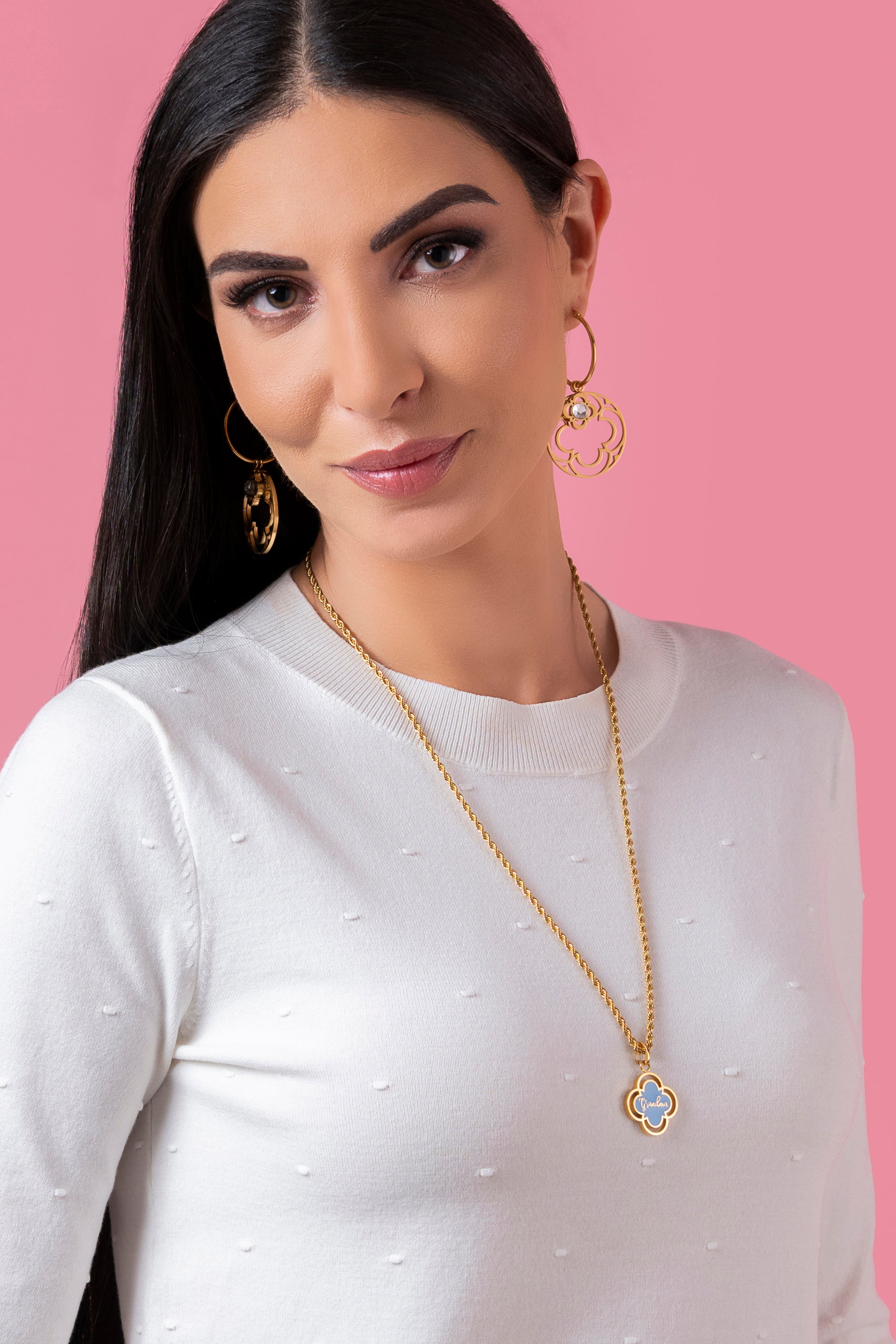 "Grandma" Blue Enamel Pendant