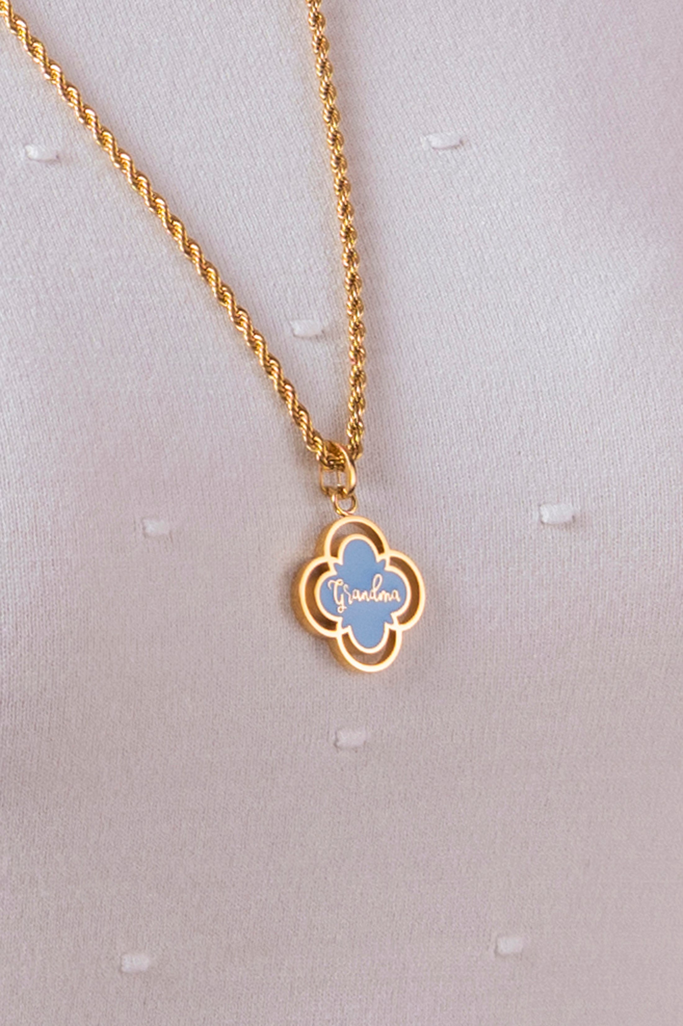 "Grandma" Blue Enamel Pendant