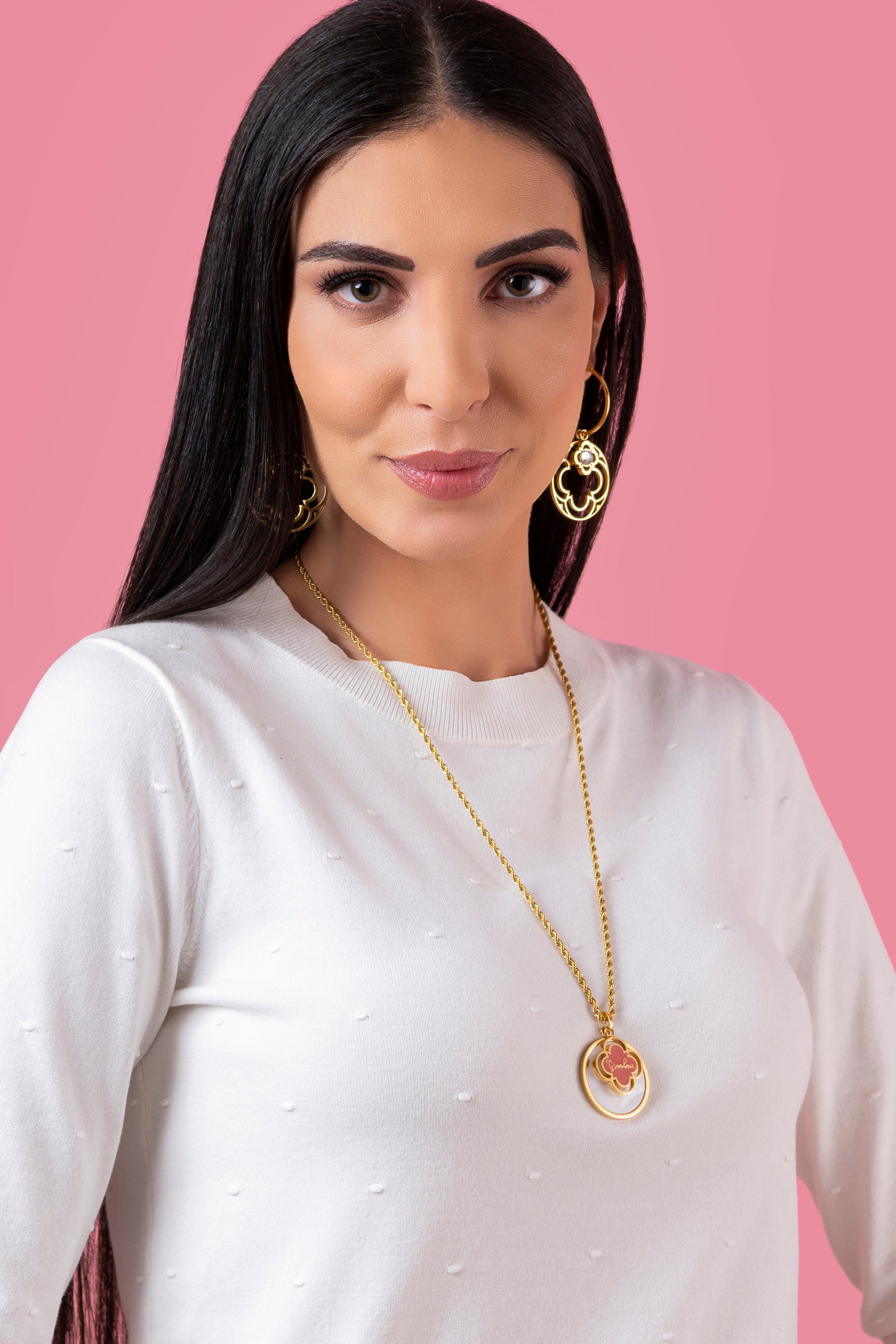 "Grandma" Pink Enamel Pendant