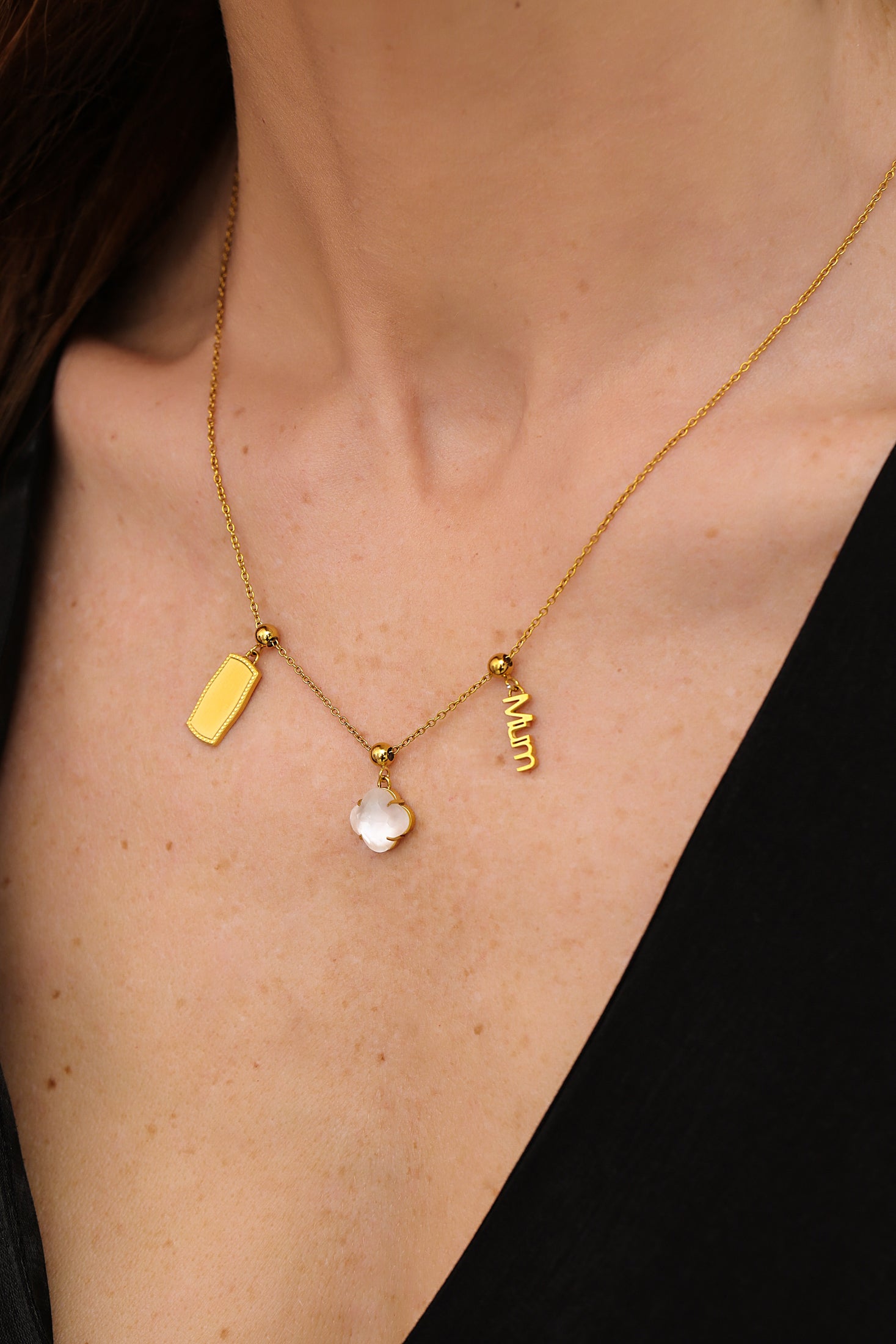 "Intuition" Mother of Pearl Stone Toggle Charm Pendant