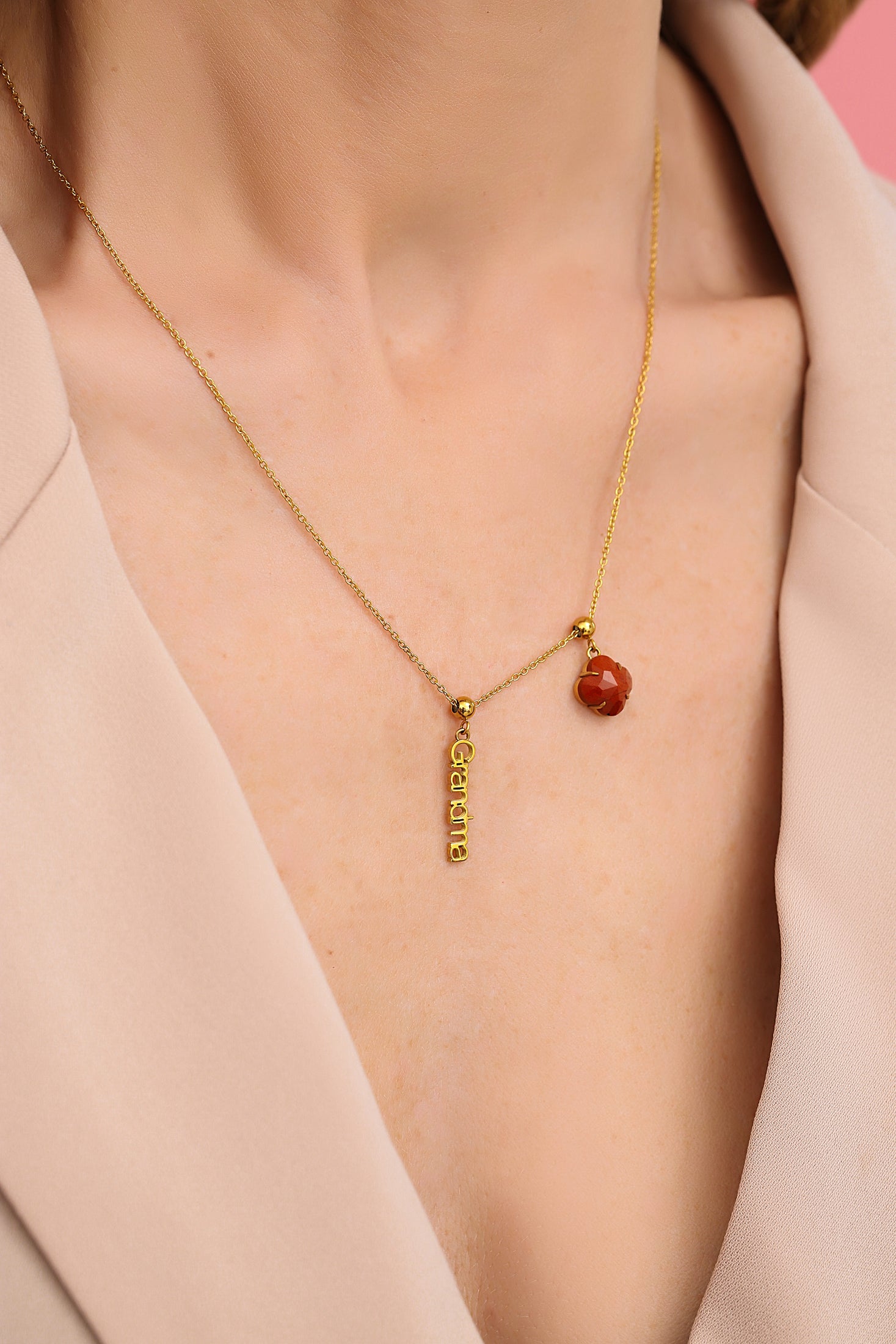 "Protection" Red Jasper Stone Toggle Charm Pendant