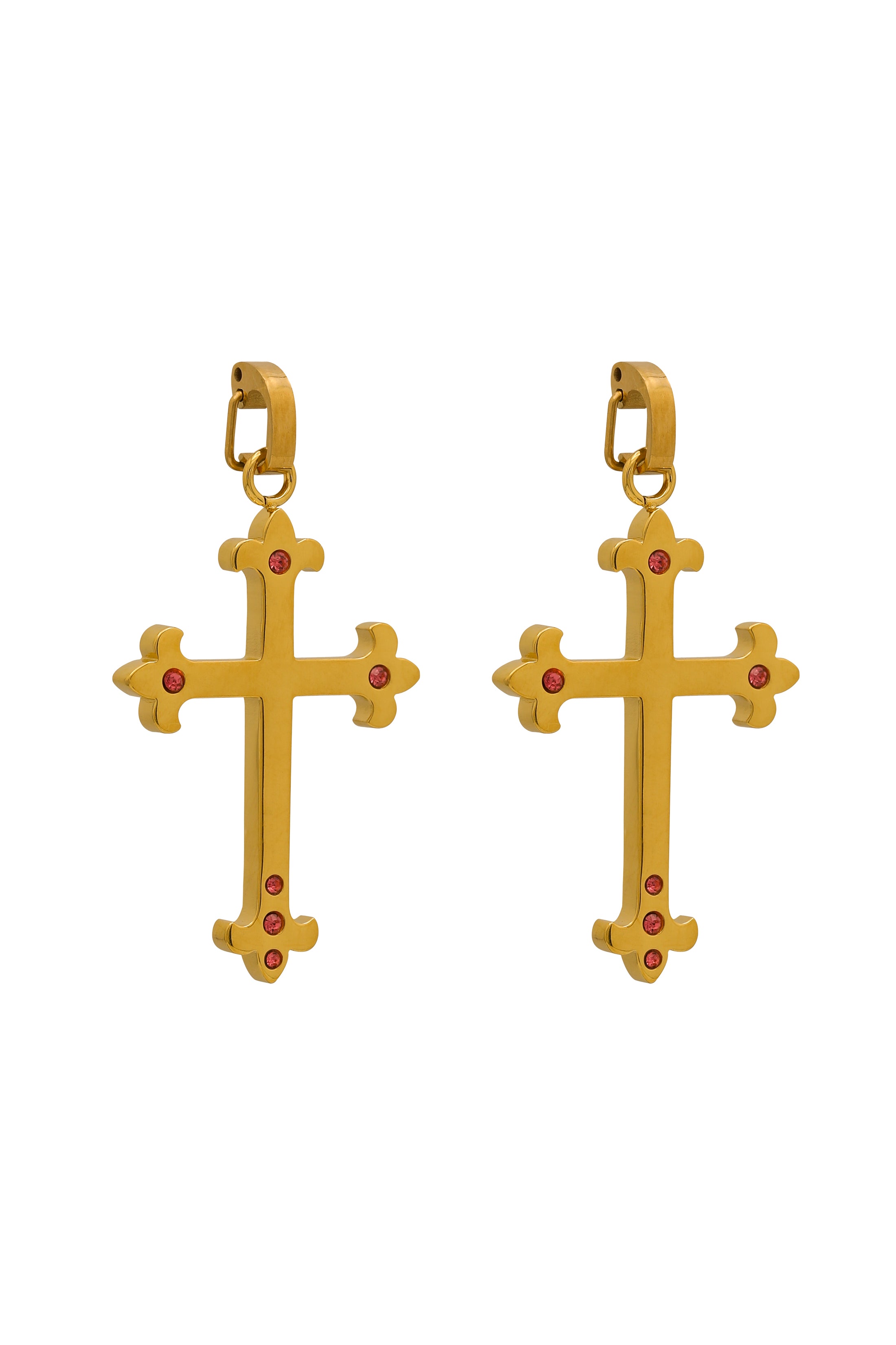 Pink Crystals Carisma Cross Pendant Earring Set