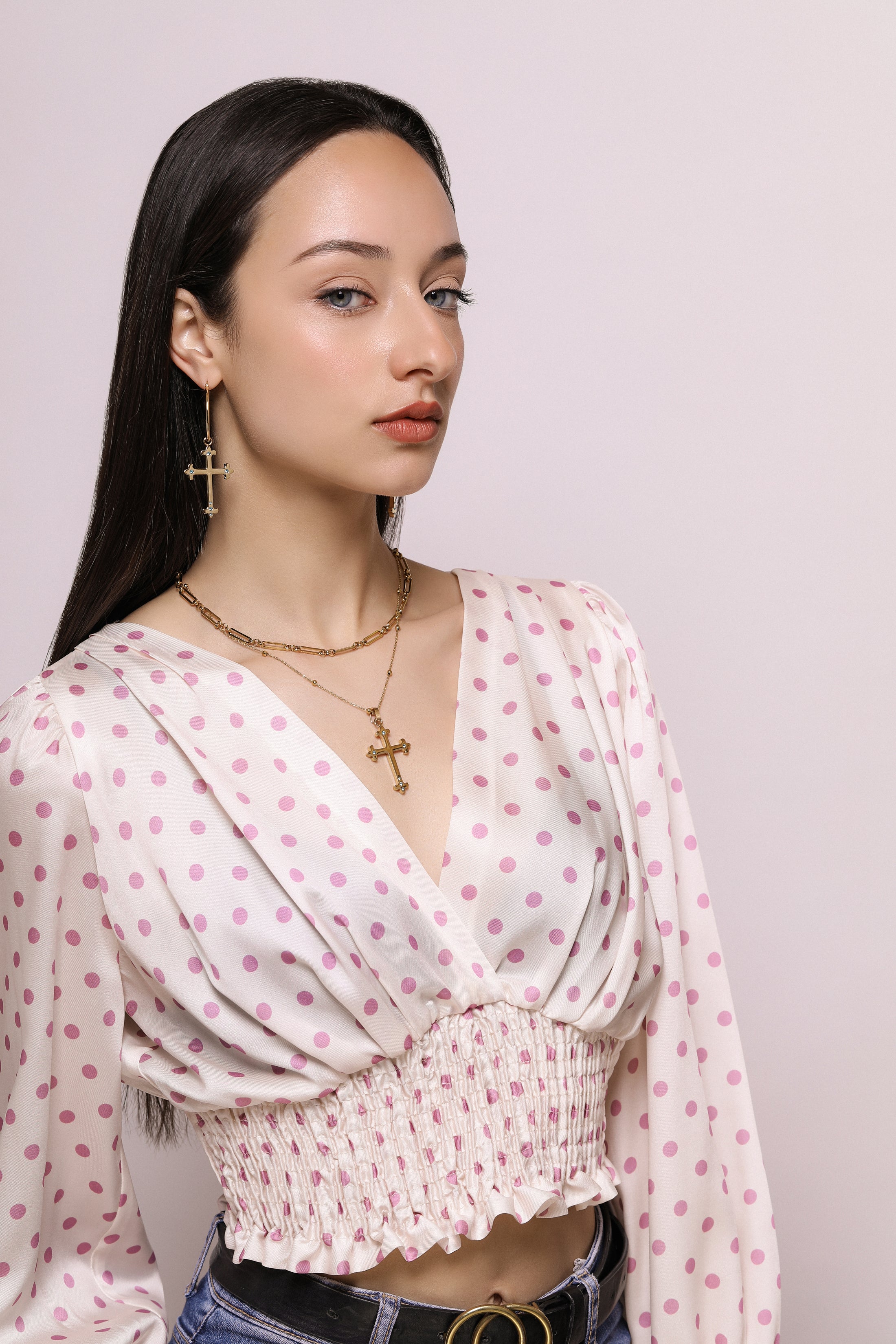 Pink Crystals Carisma Cross Pendant Earring Gift Set