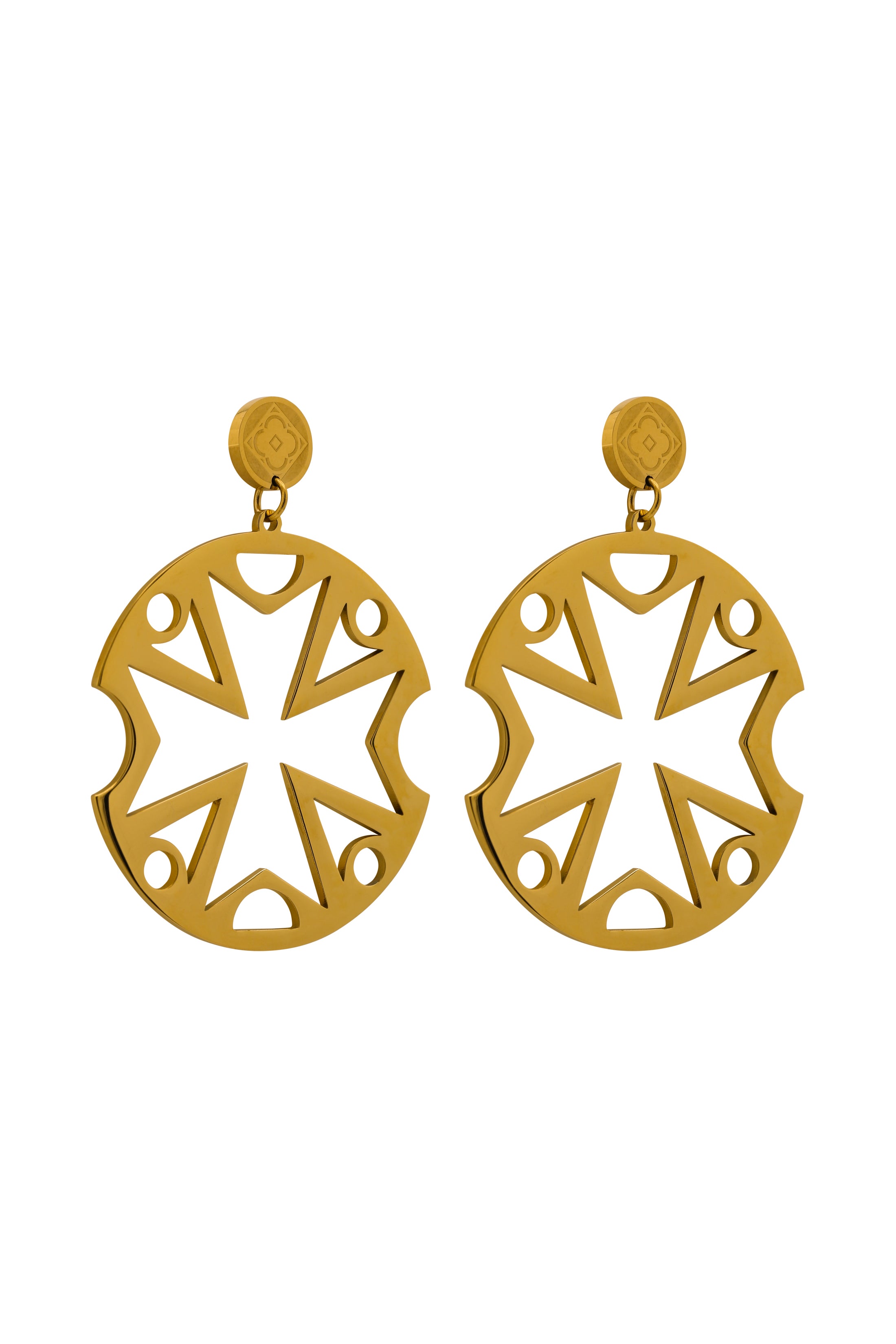 Large Maltese Cross Cut-out Earring Set