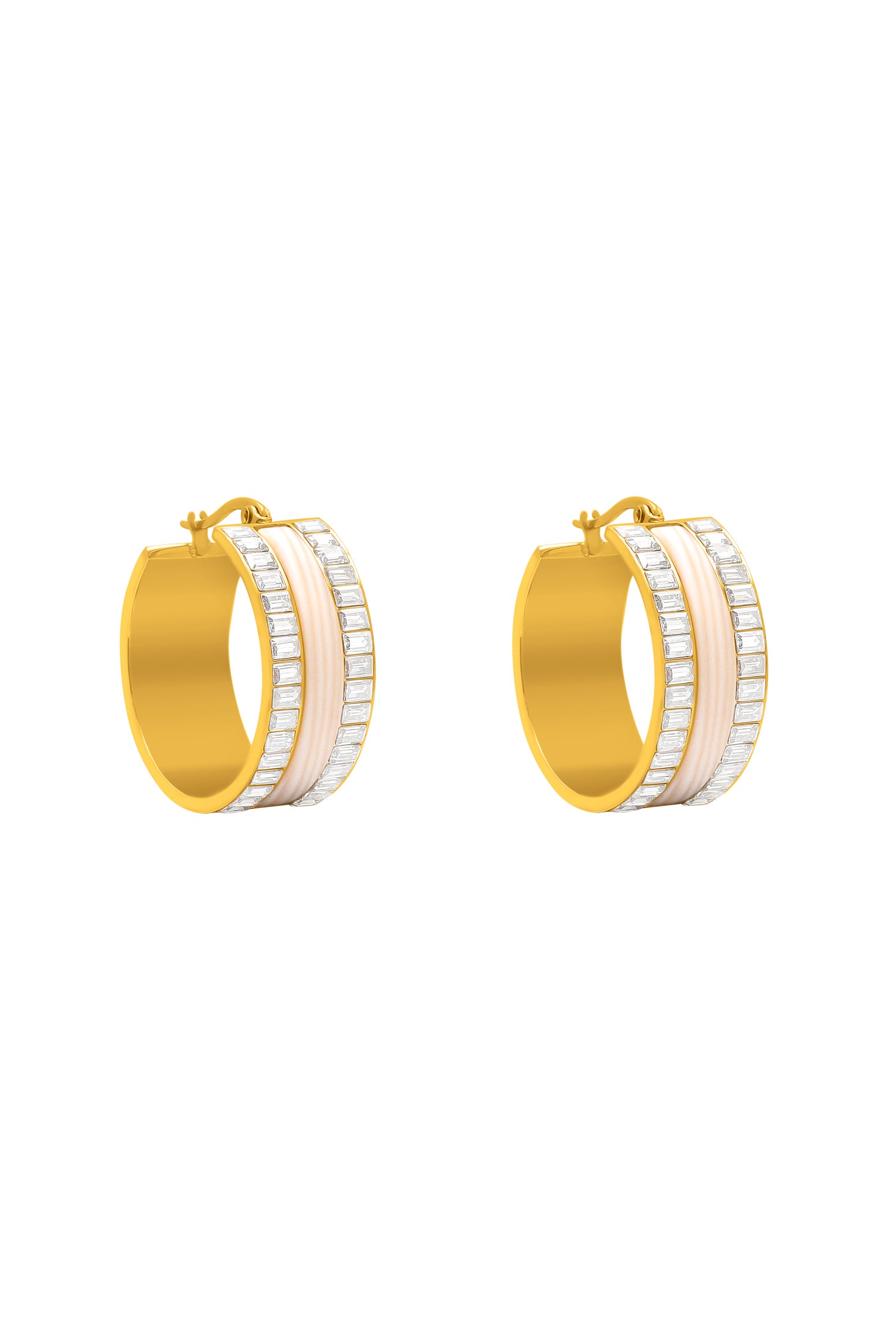 Faniello Ivory Mother of Pearl Hoop Earring Set