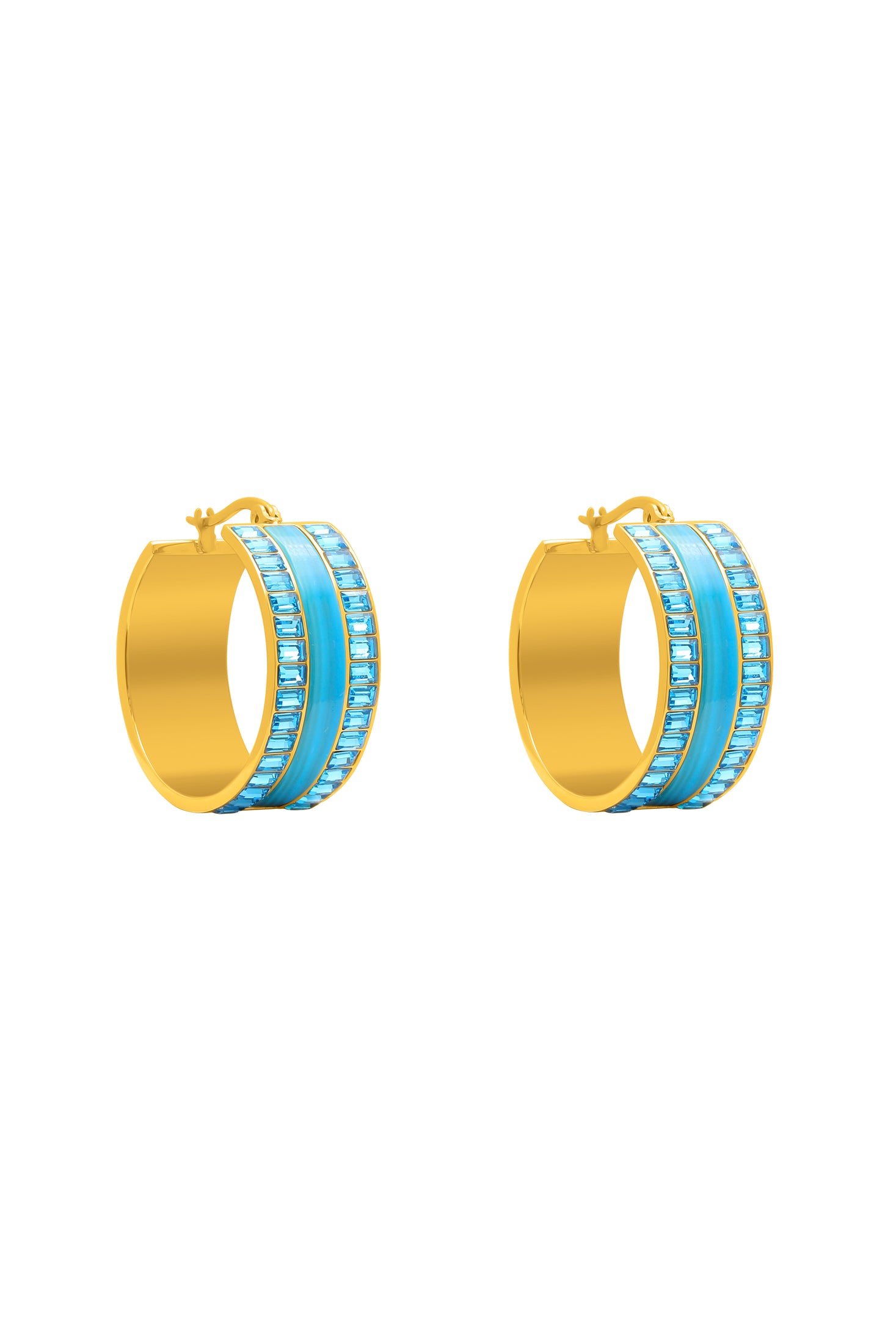 Faniello Blue Mother of Pearl Hoop Earring Set