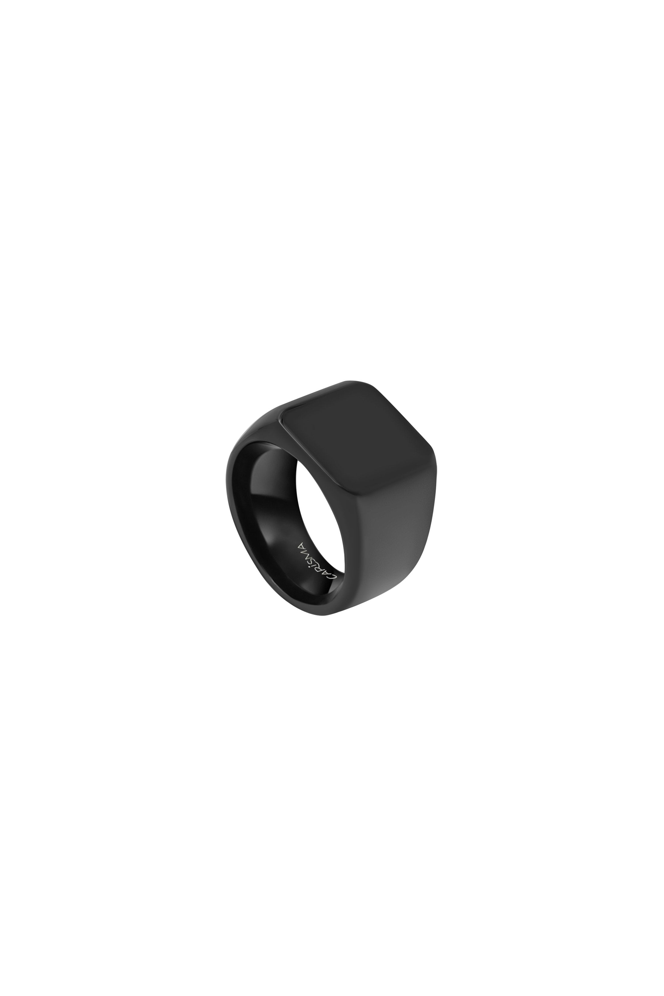 Matte Black Square Engravable Ring