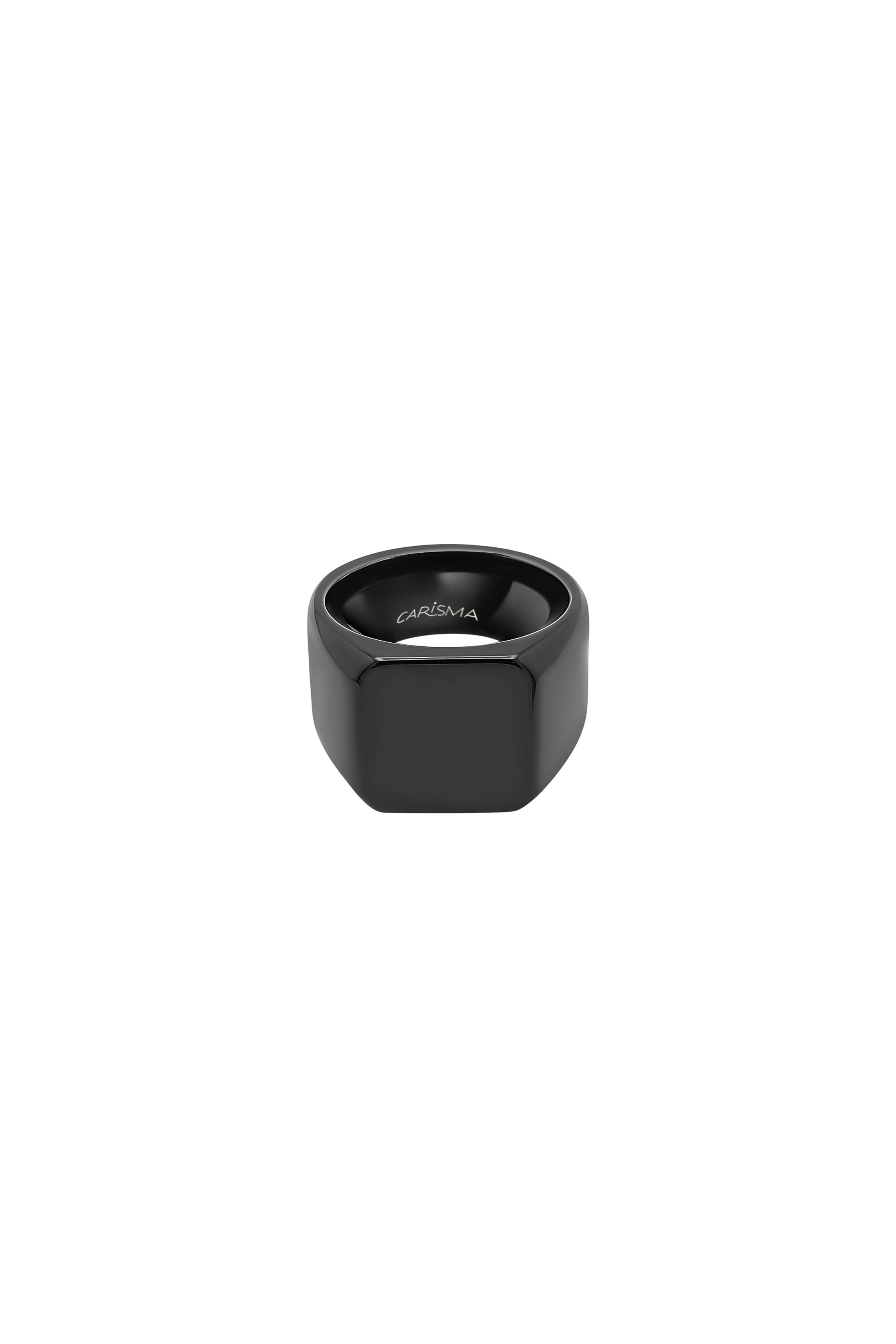 Matte Black Square Engravable Ring