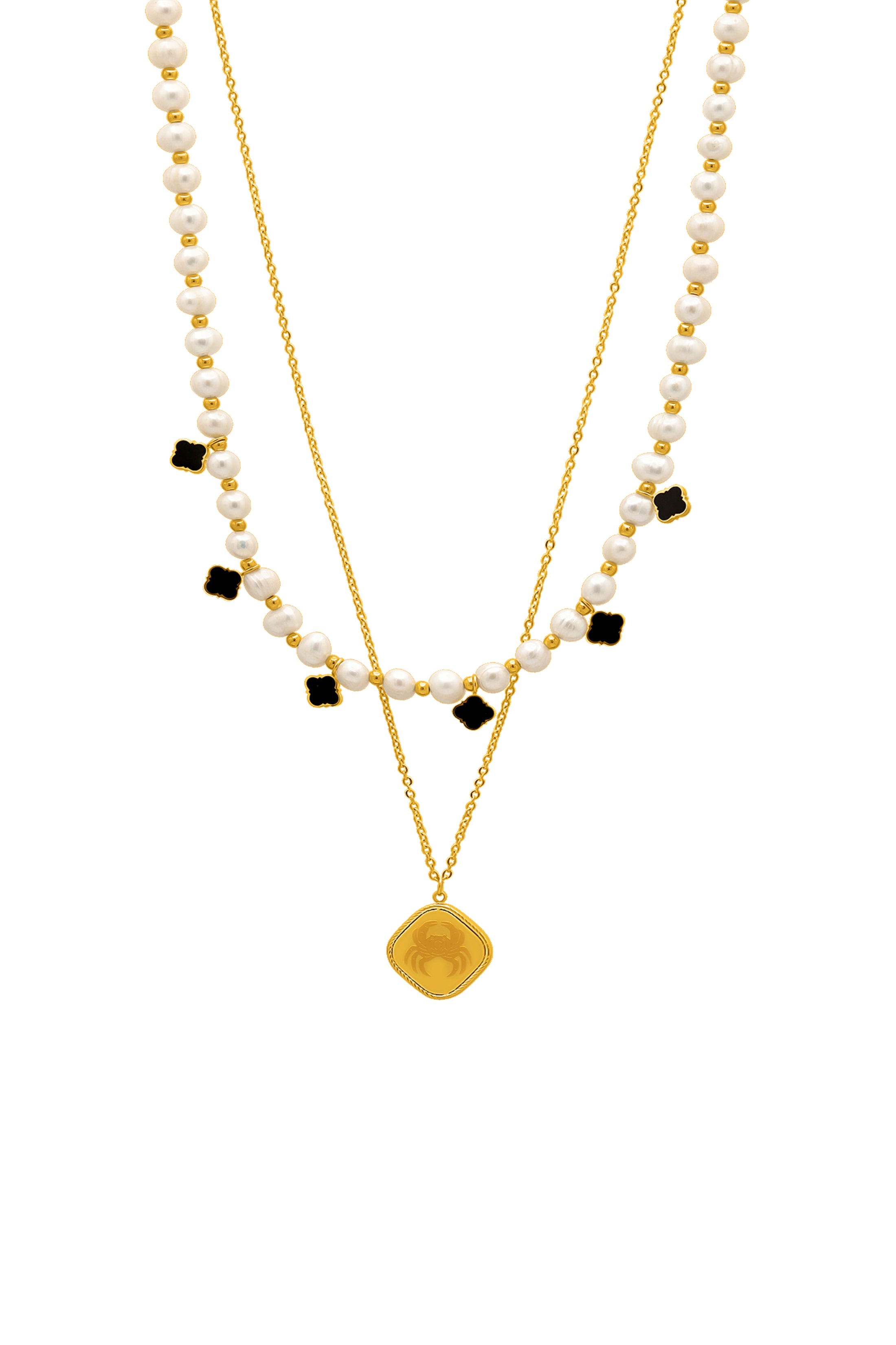 Qabru FreshWater Double Statement Necklace