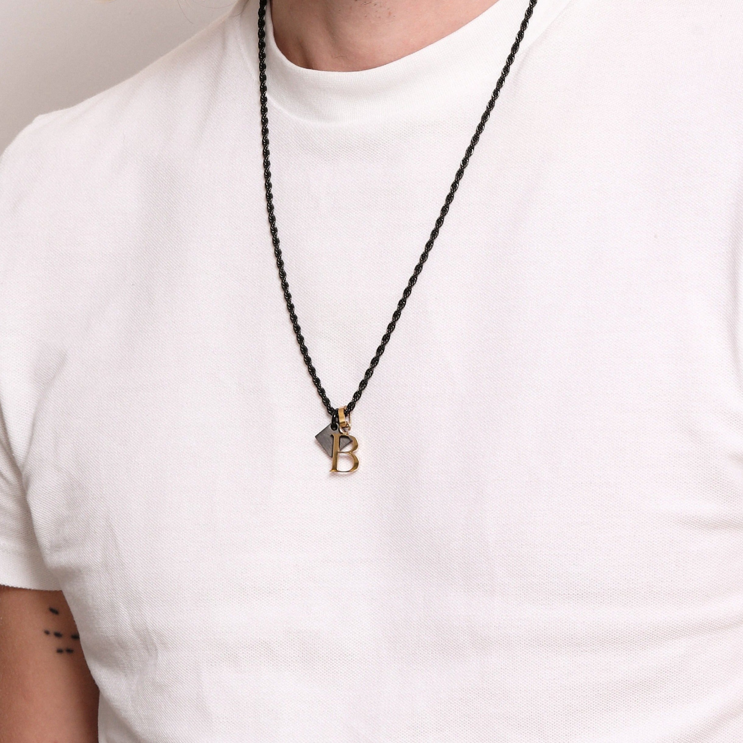 Black Square Pendant & Carisma Letter Gift Set