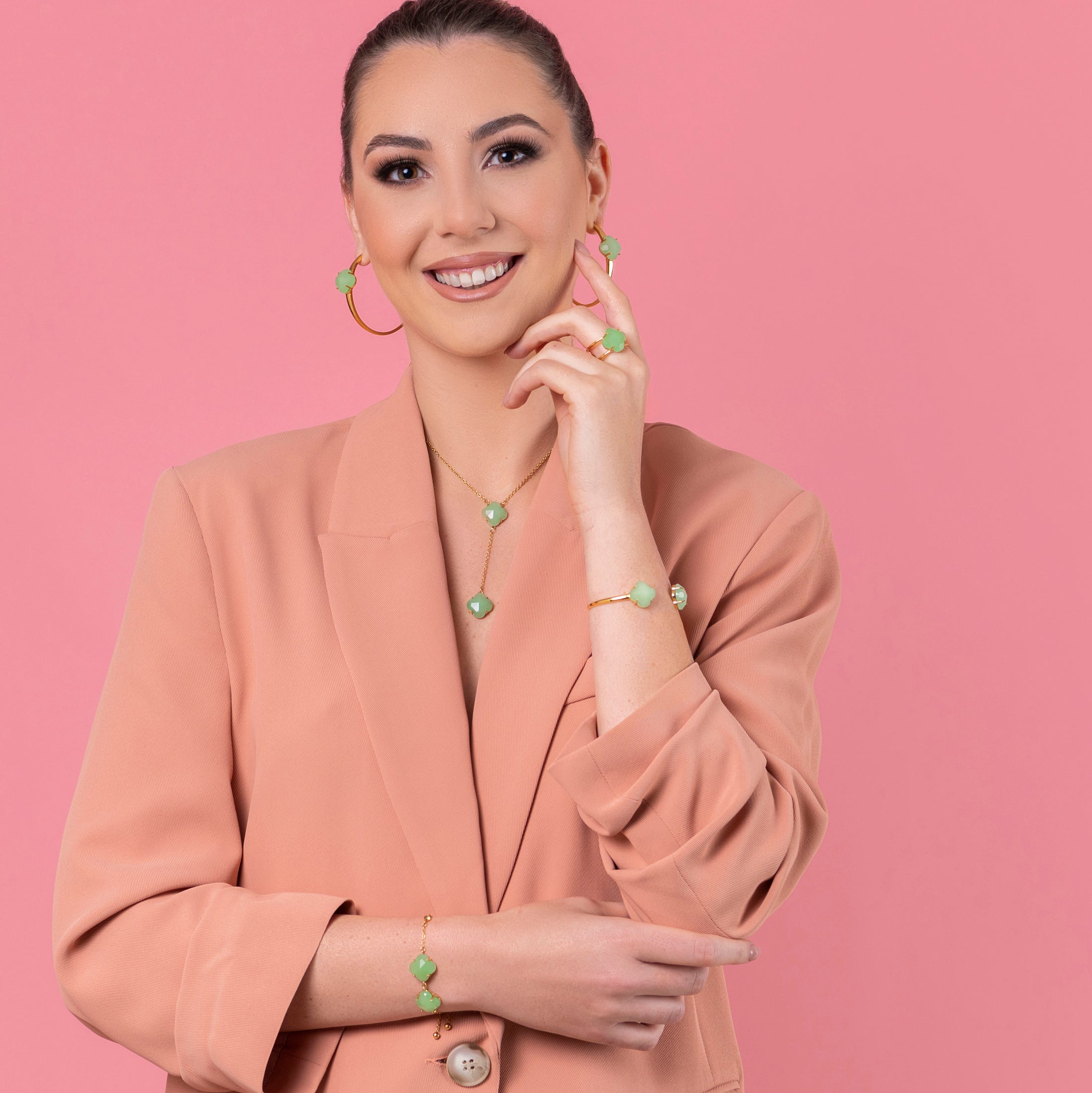 Stone Station Oversized Hoop Earring Set