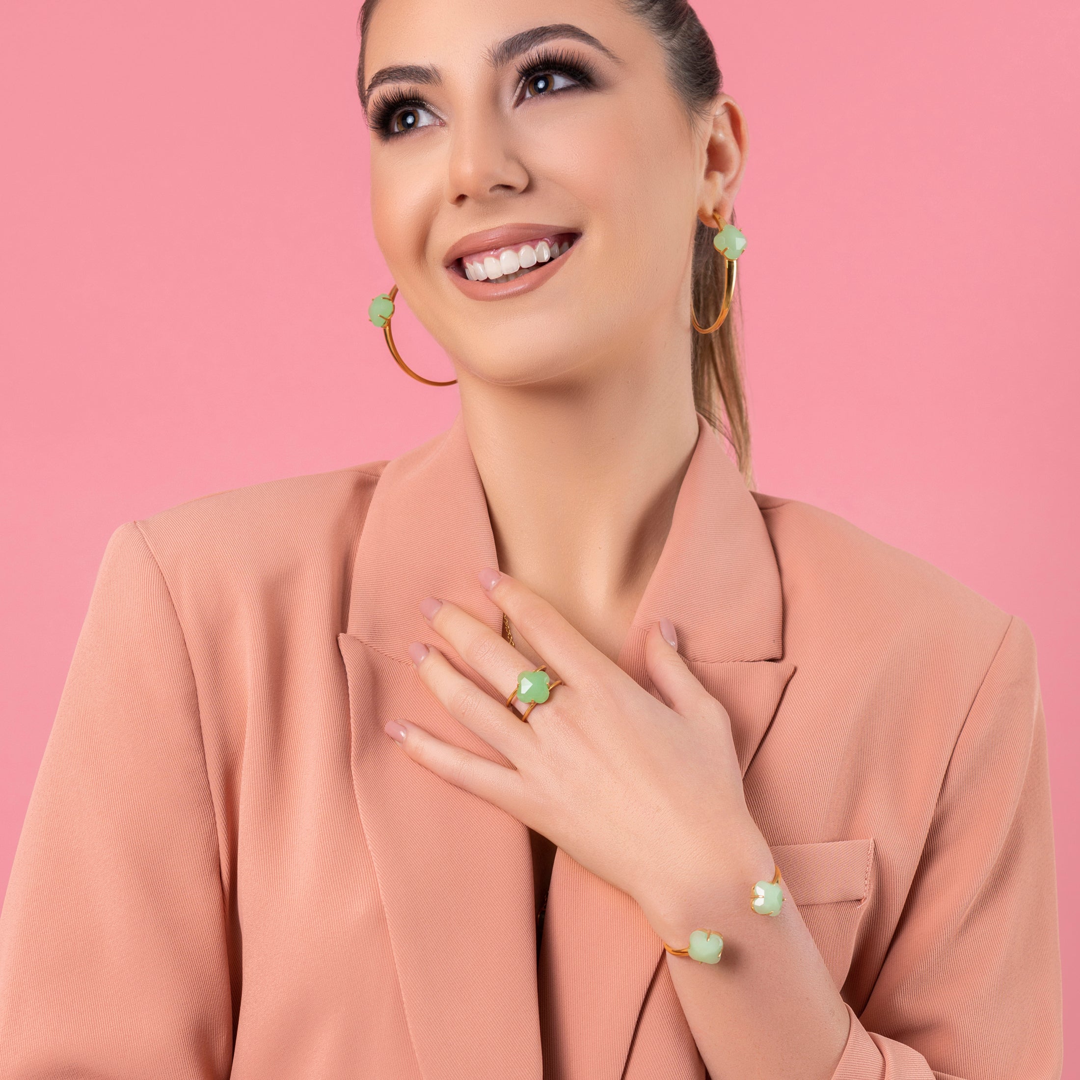 Stone Station Oversized Hoop Earring Set