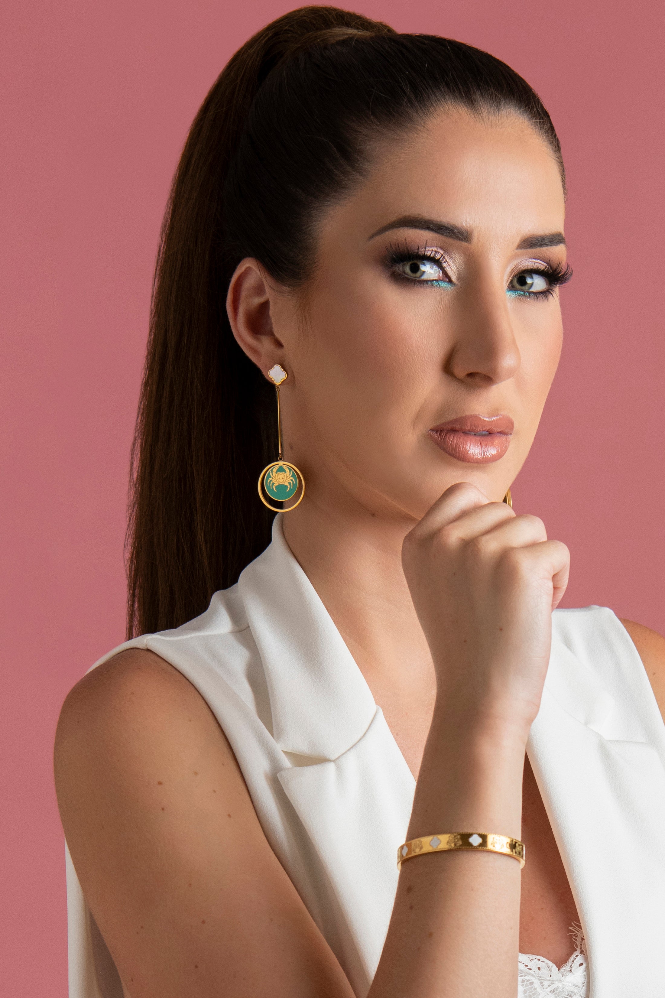 Qabru Mother of Pearl Drop Earrings