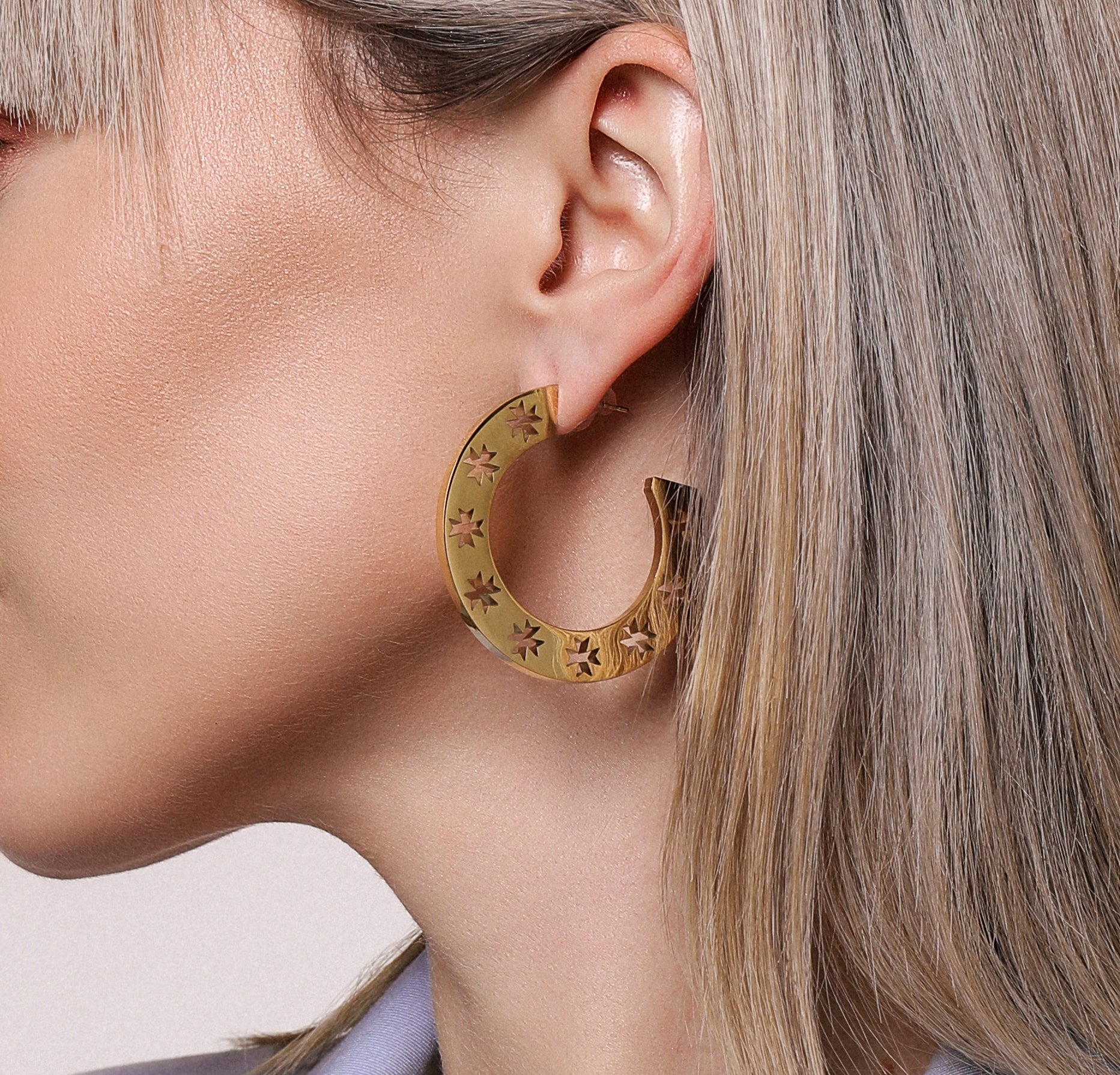 Maltese Cross Half Hoop Earring Set