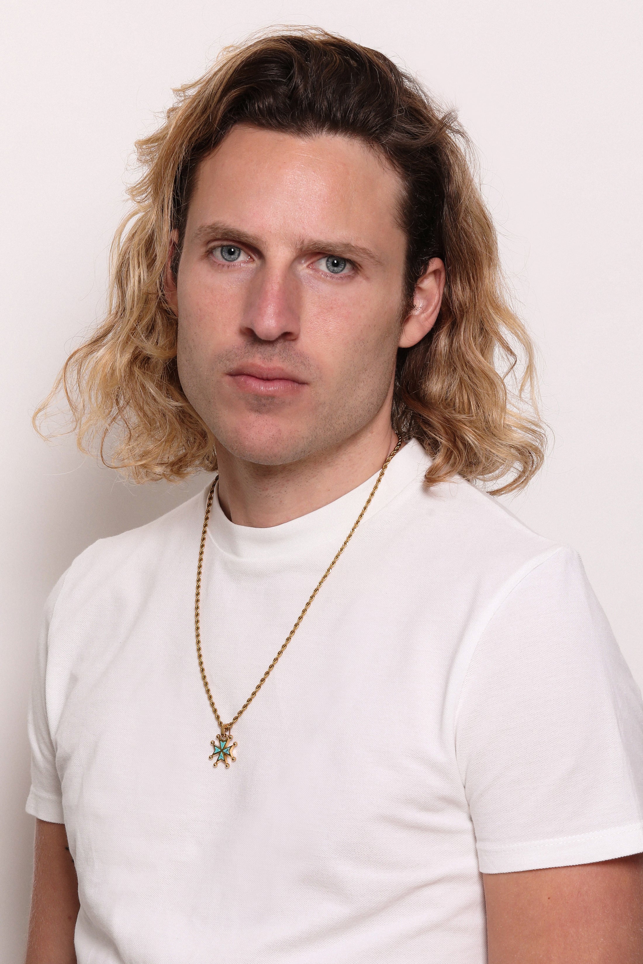 Turquoise Stone Maltese Cross Pendant